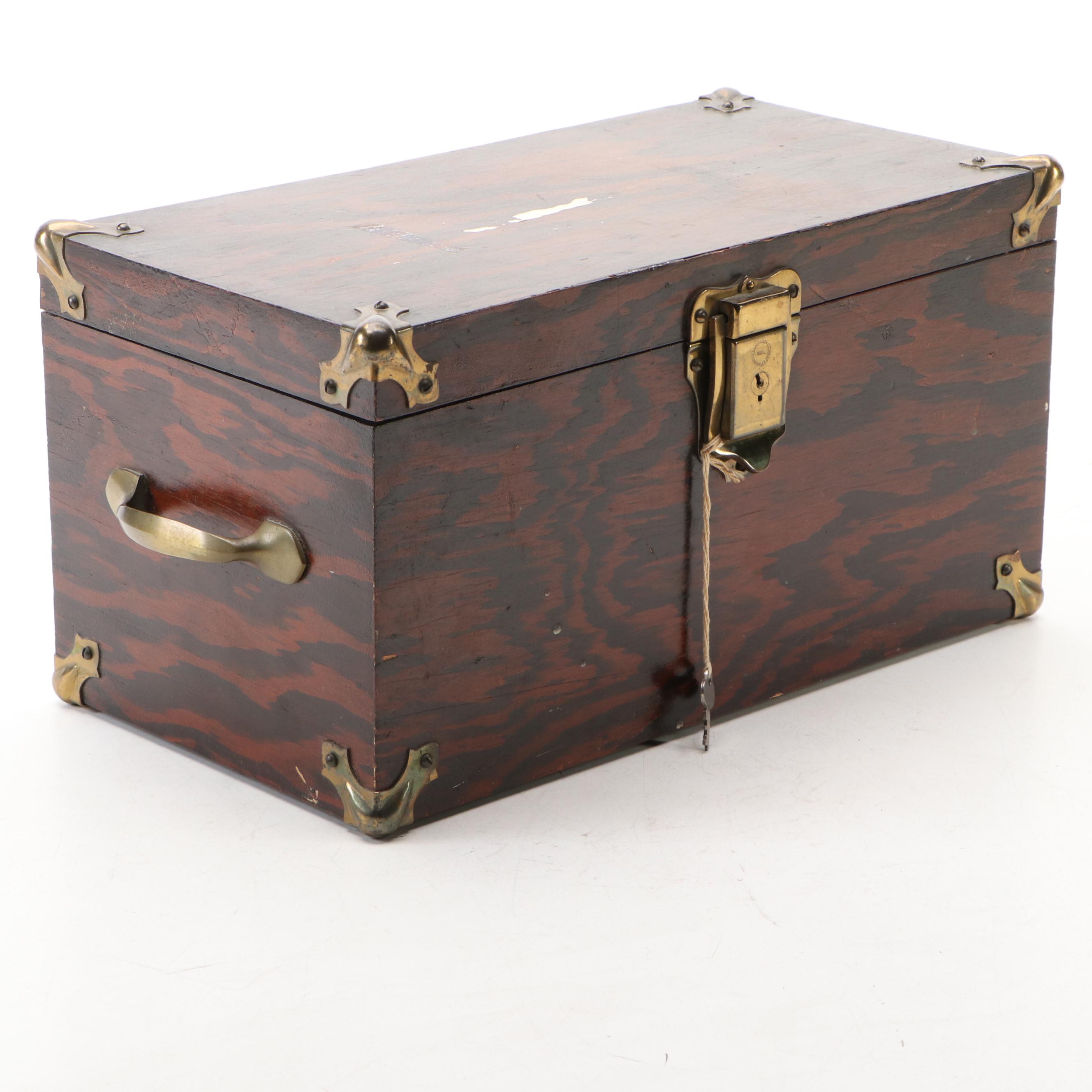 Brass Mounted Wooden Lock Box with Carnegie Mill & Lumber and Other Ephemera