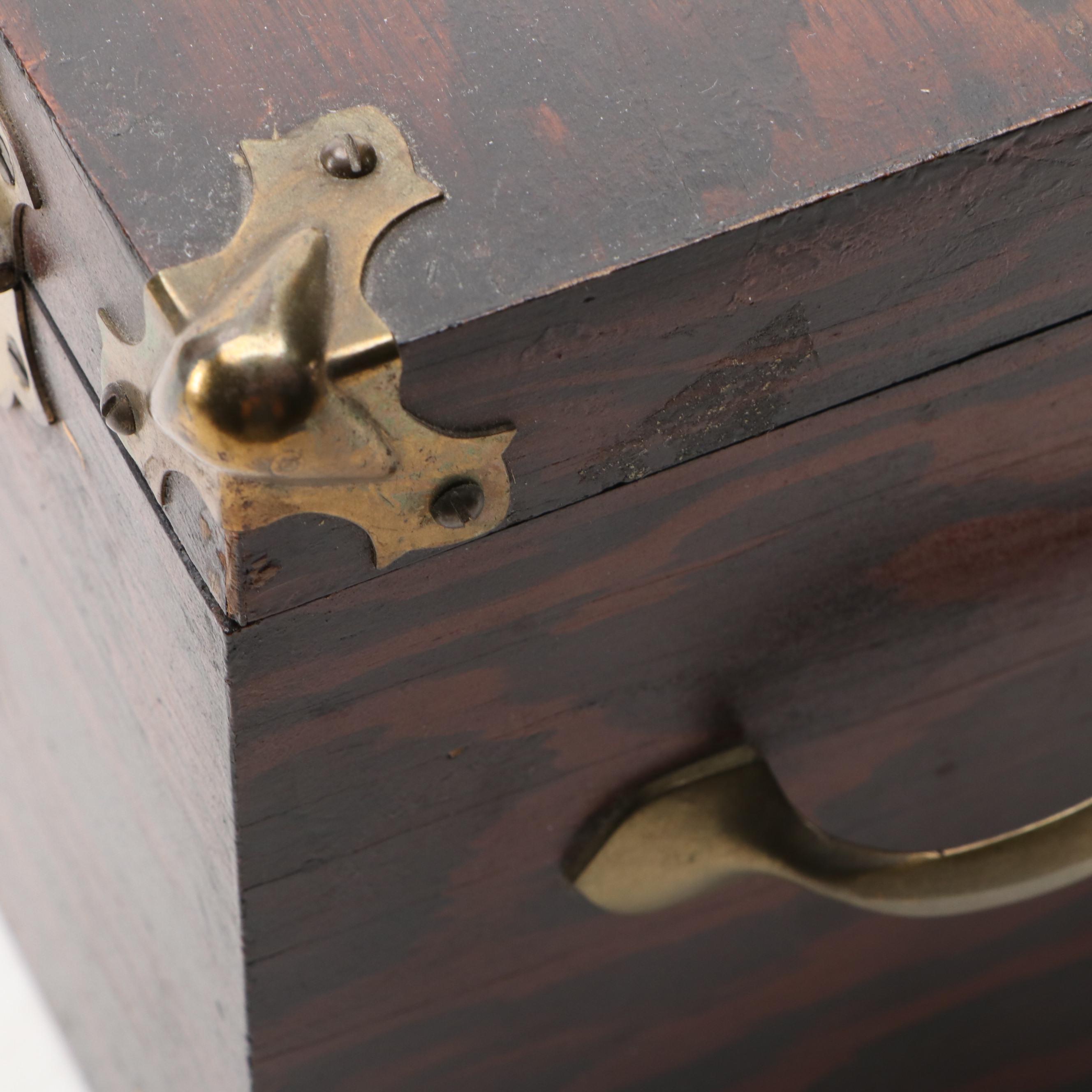 Brass Mounted Wooden Lock Box with Carnegie Mill & Lumber and Other Ephemera