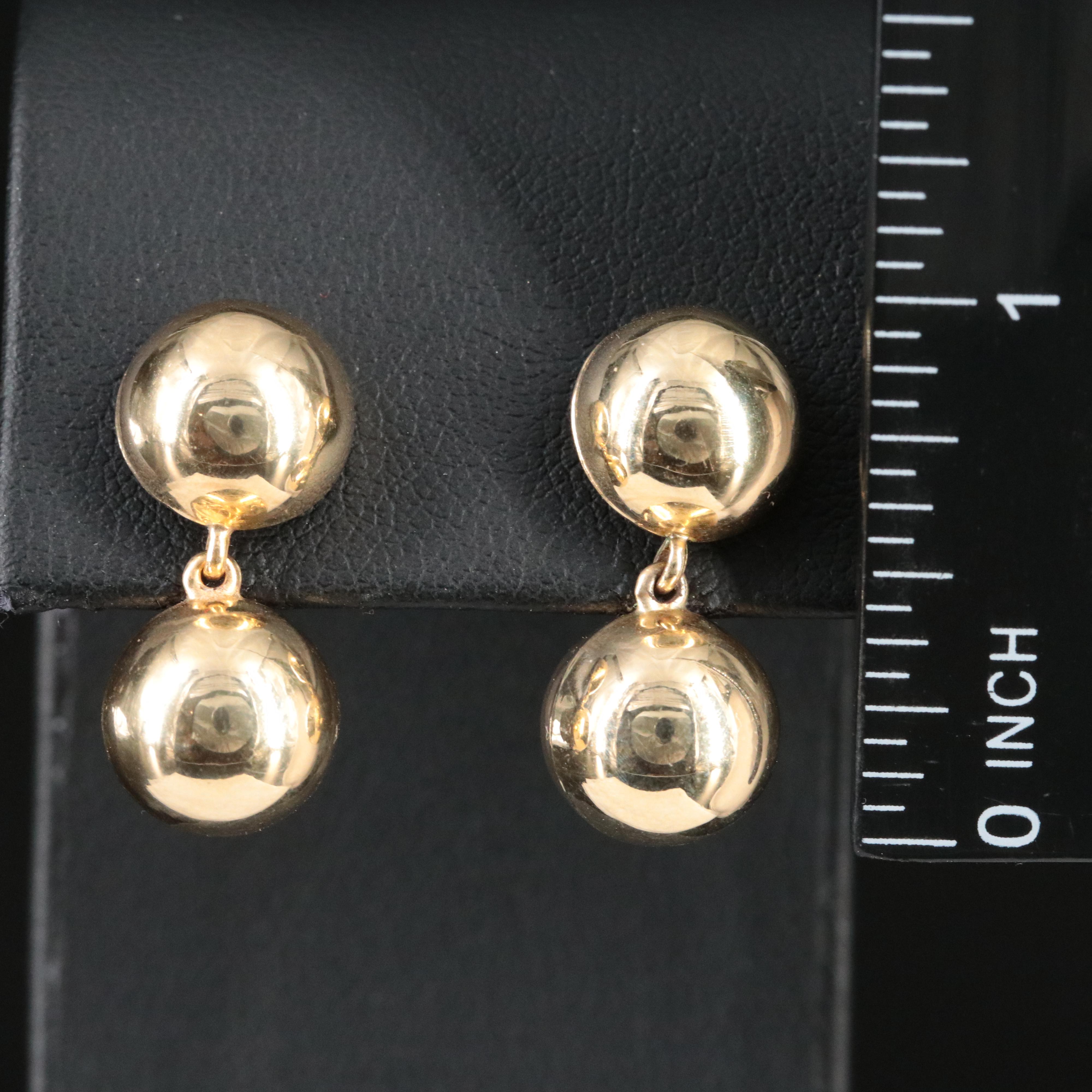 14k Orb Drop Earrings