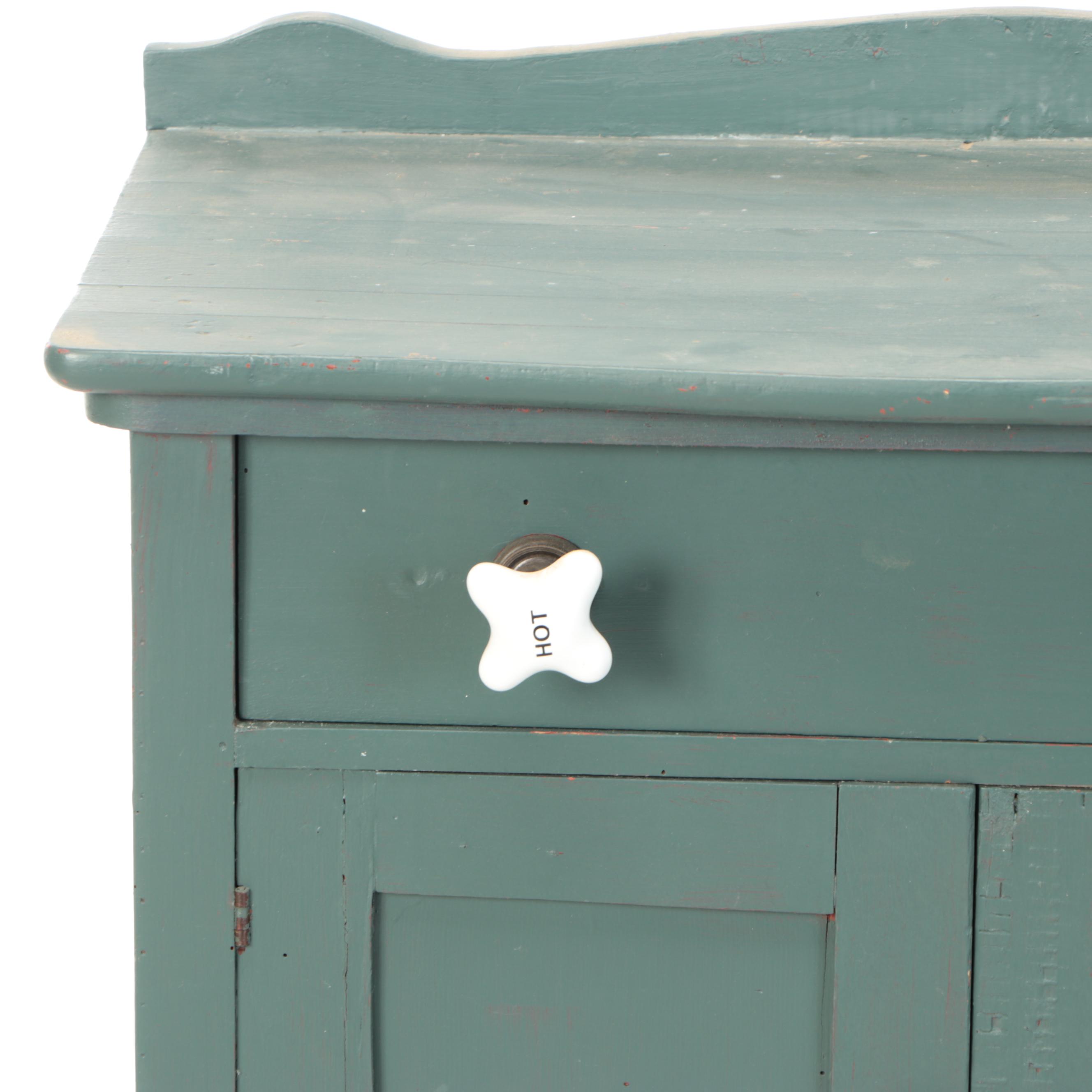 Primitive Style Painted Wood Dry Sink