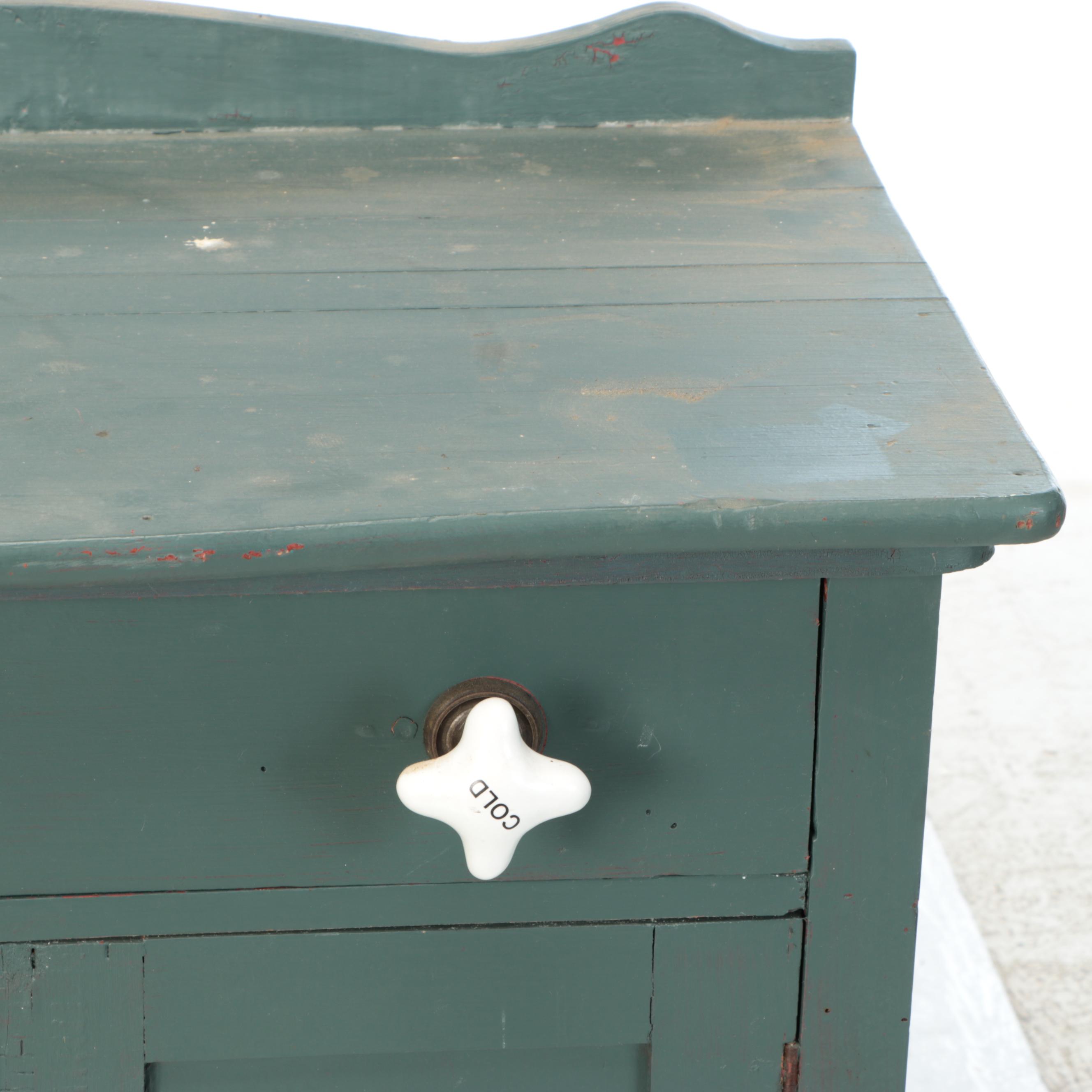 Primitive Style Painted Wood Dry Sink