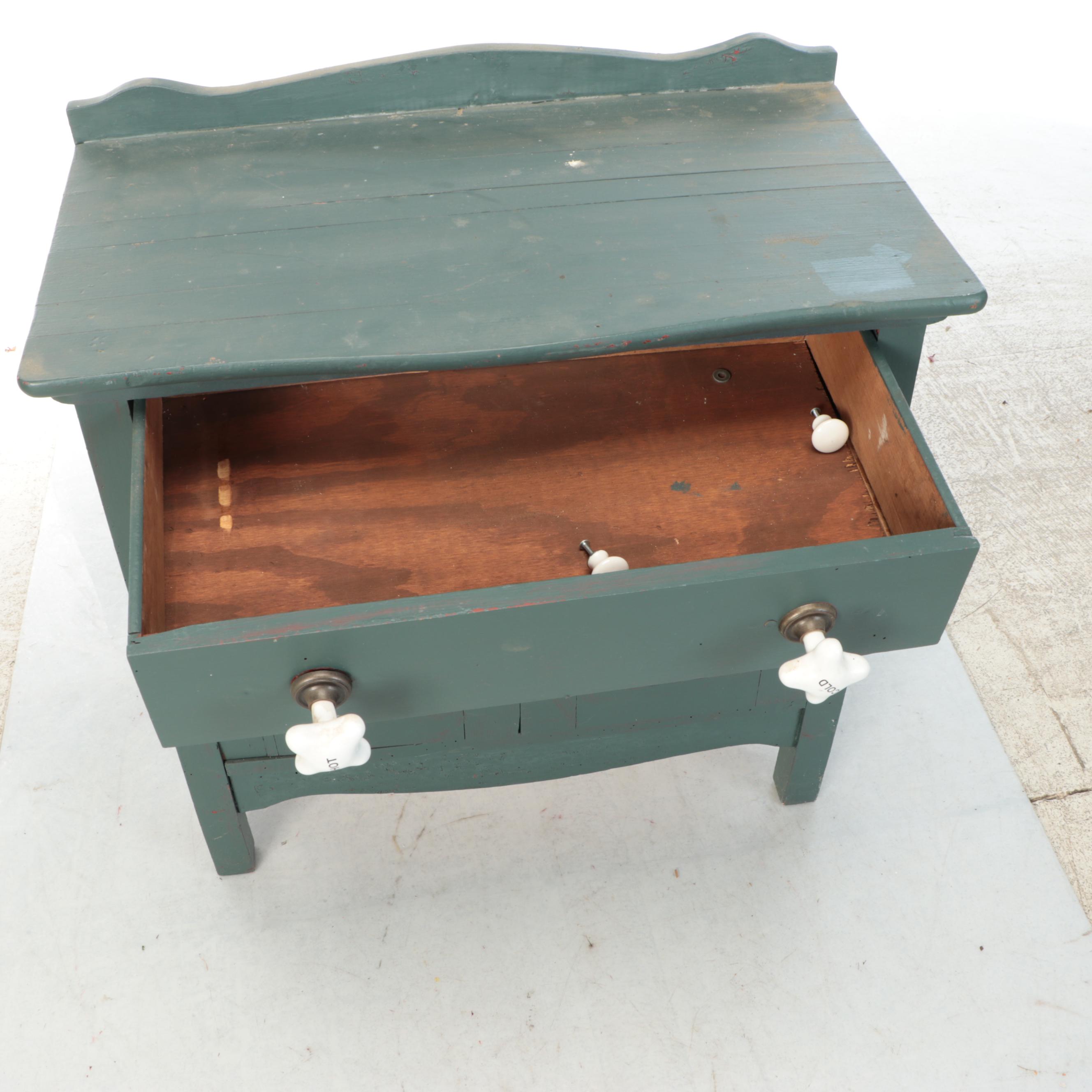 Primitive Style Painted Wood Dry Sink