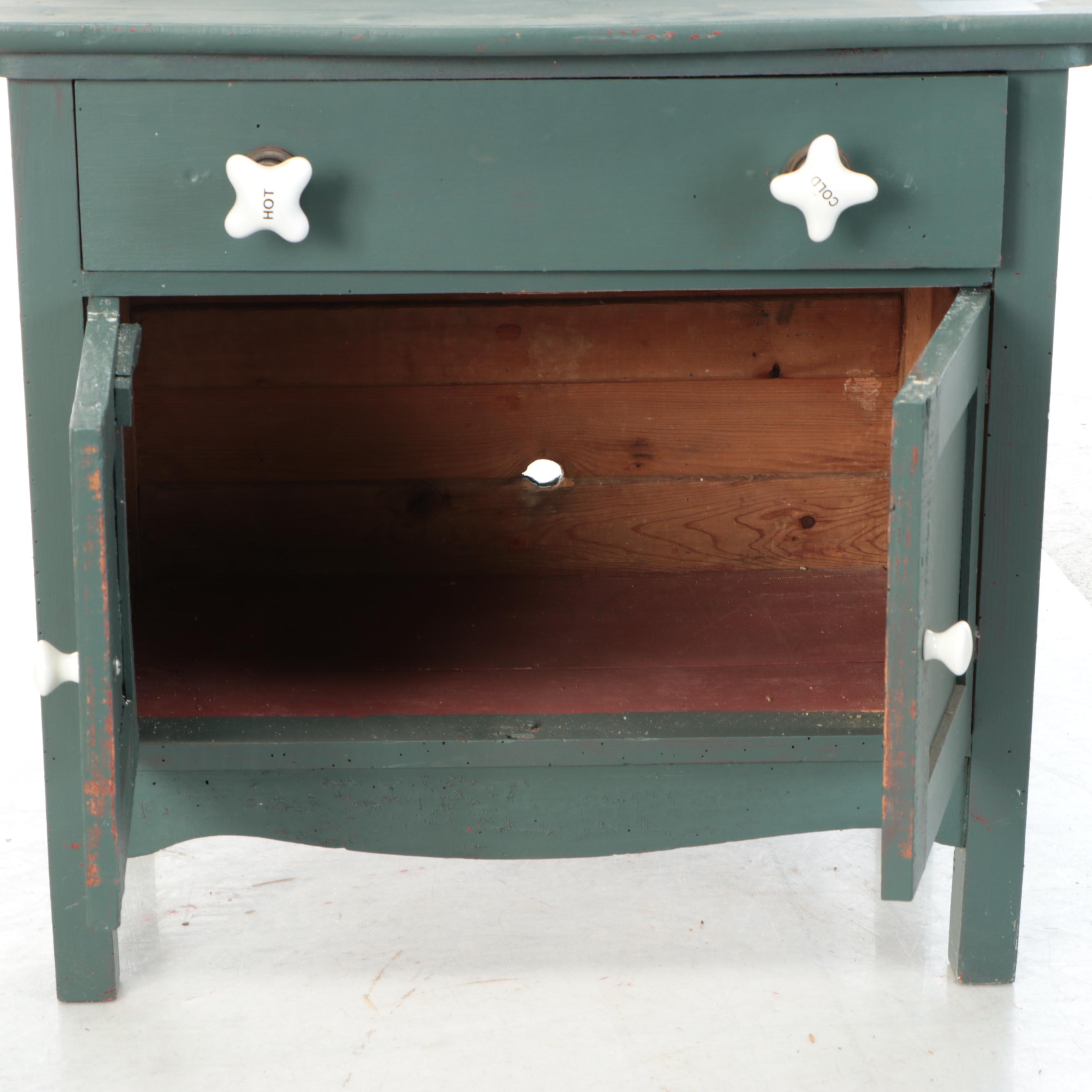 Primitive Style Painted Wood Dry Sink