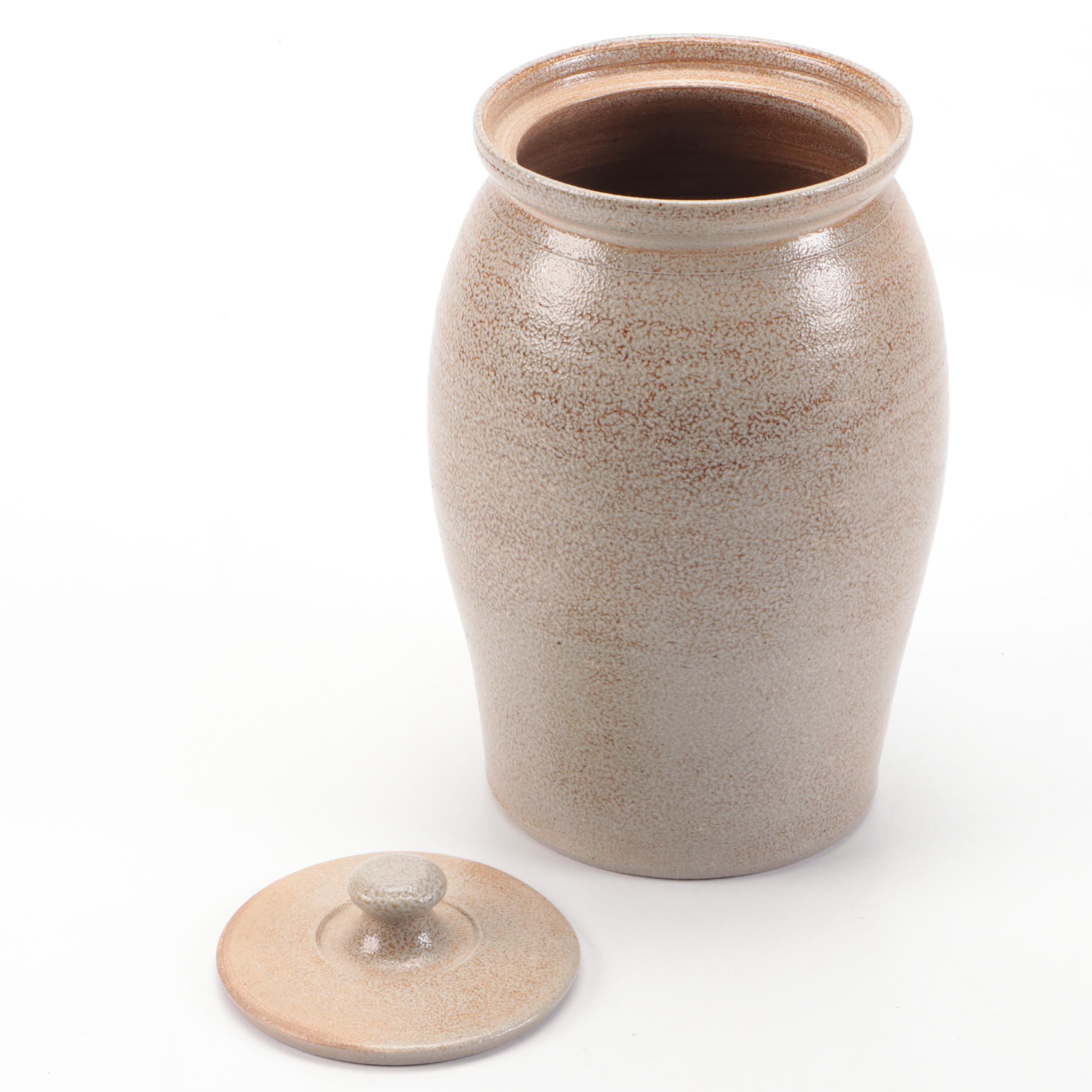 Pennsylvania Salt Glazed Stoneware Crock and Pitcher with Cobalt Designs