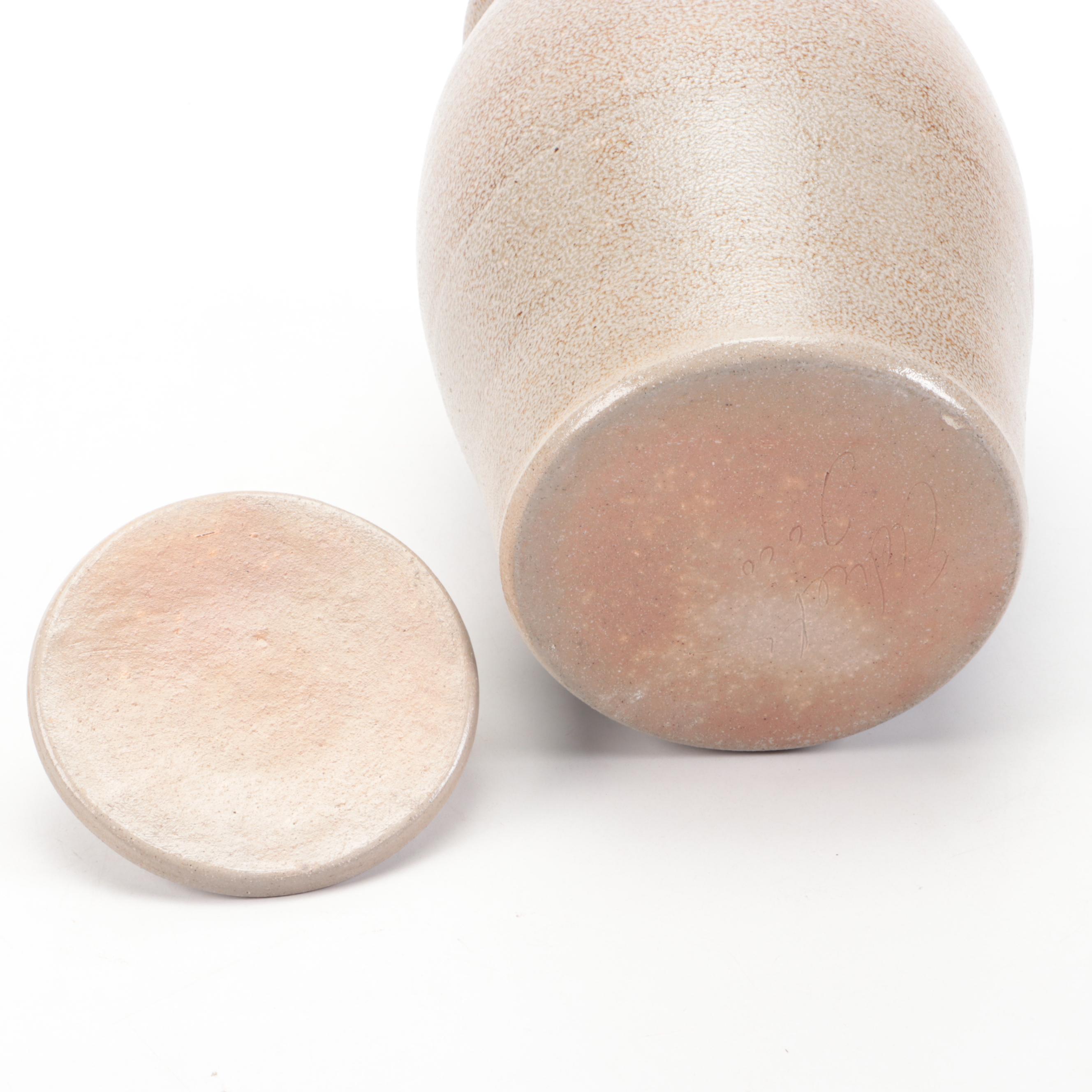 Pennsylvania Salt Glazed Stoneware Crock and Pitcher with Cobalt Designs