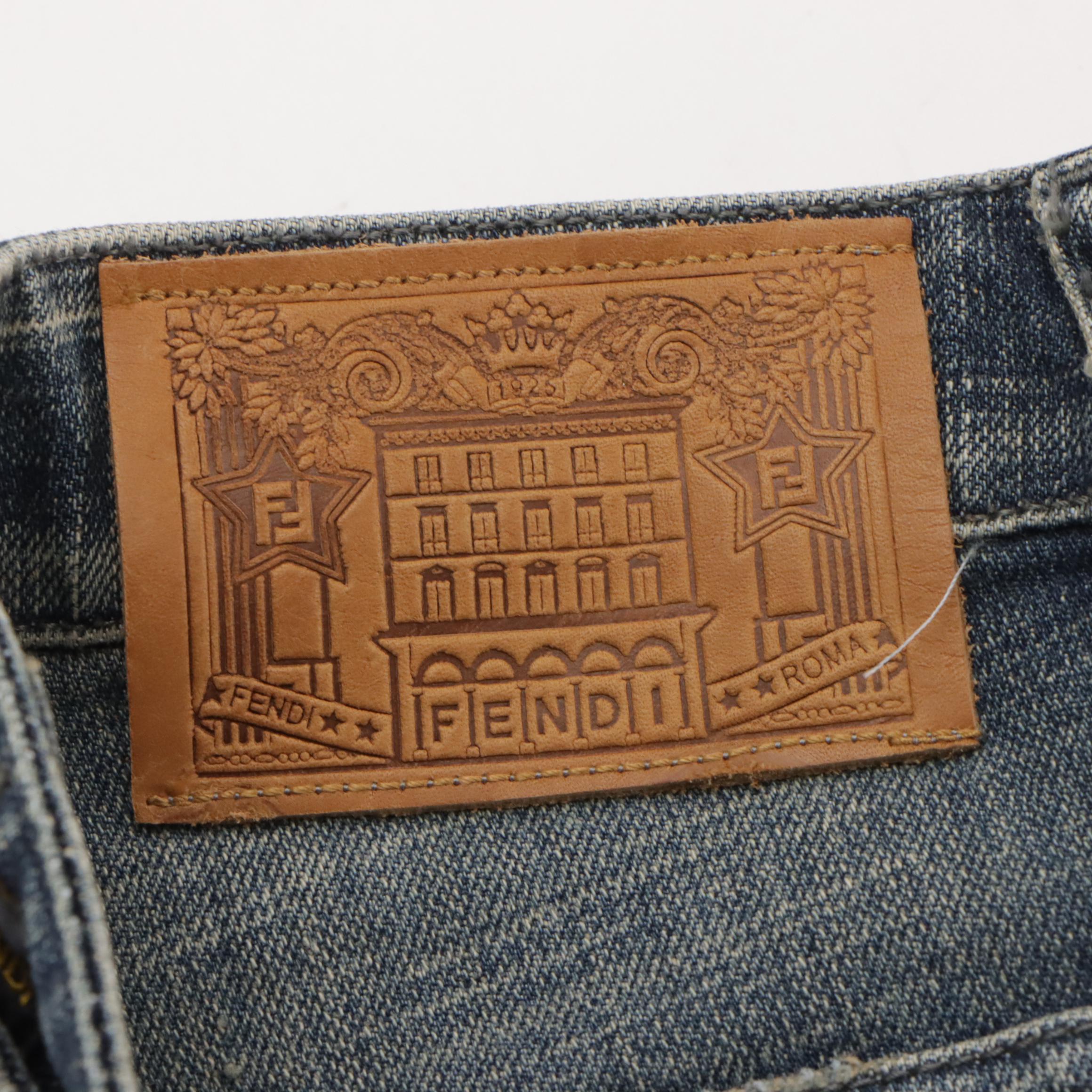 Fendi Whipstitch Trimmed Denim Skinny Jeans, With Tags