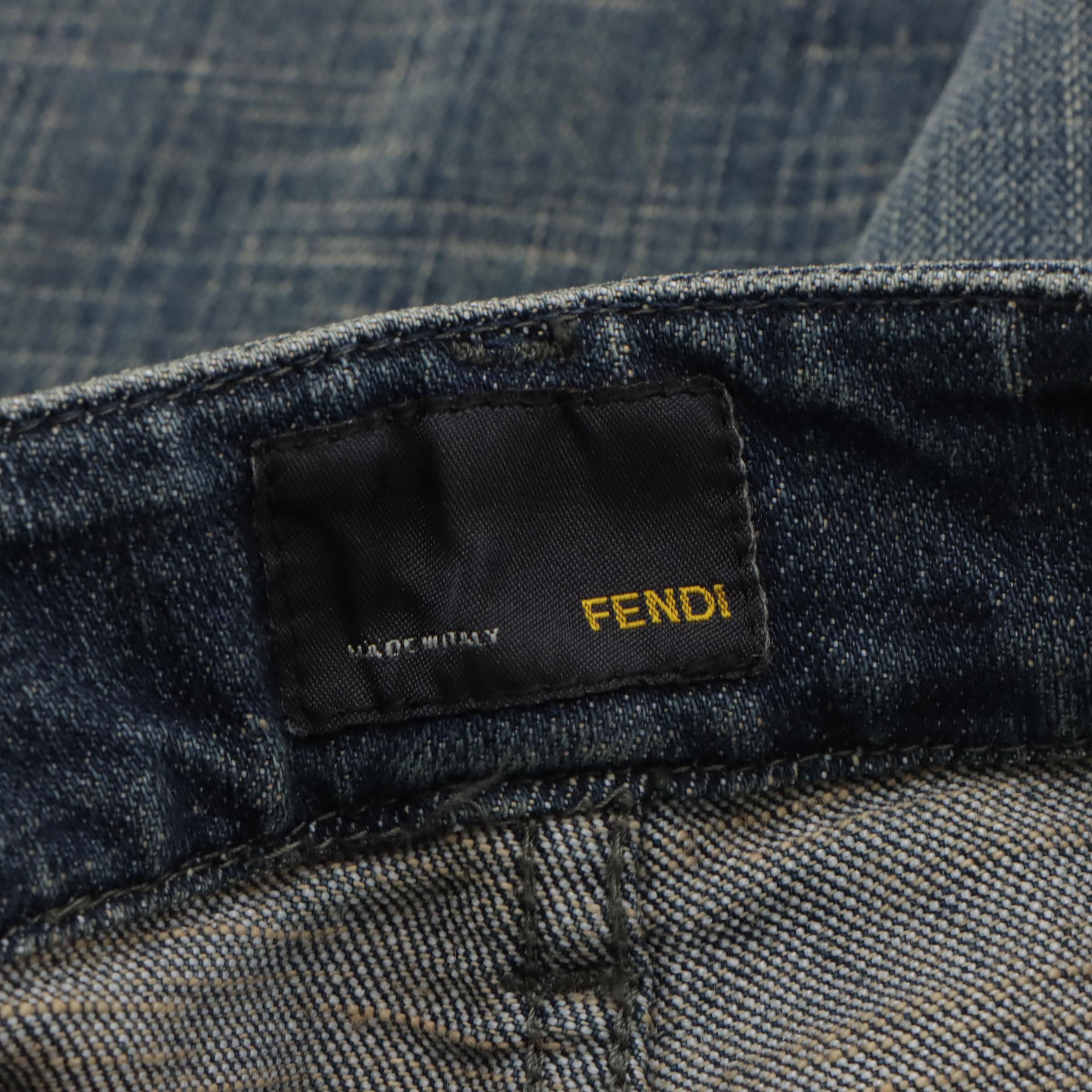 Fendi Whipstitch Trimmed Denim Skinny Jeans, With Tags