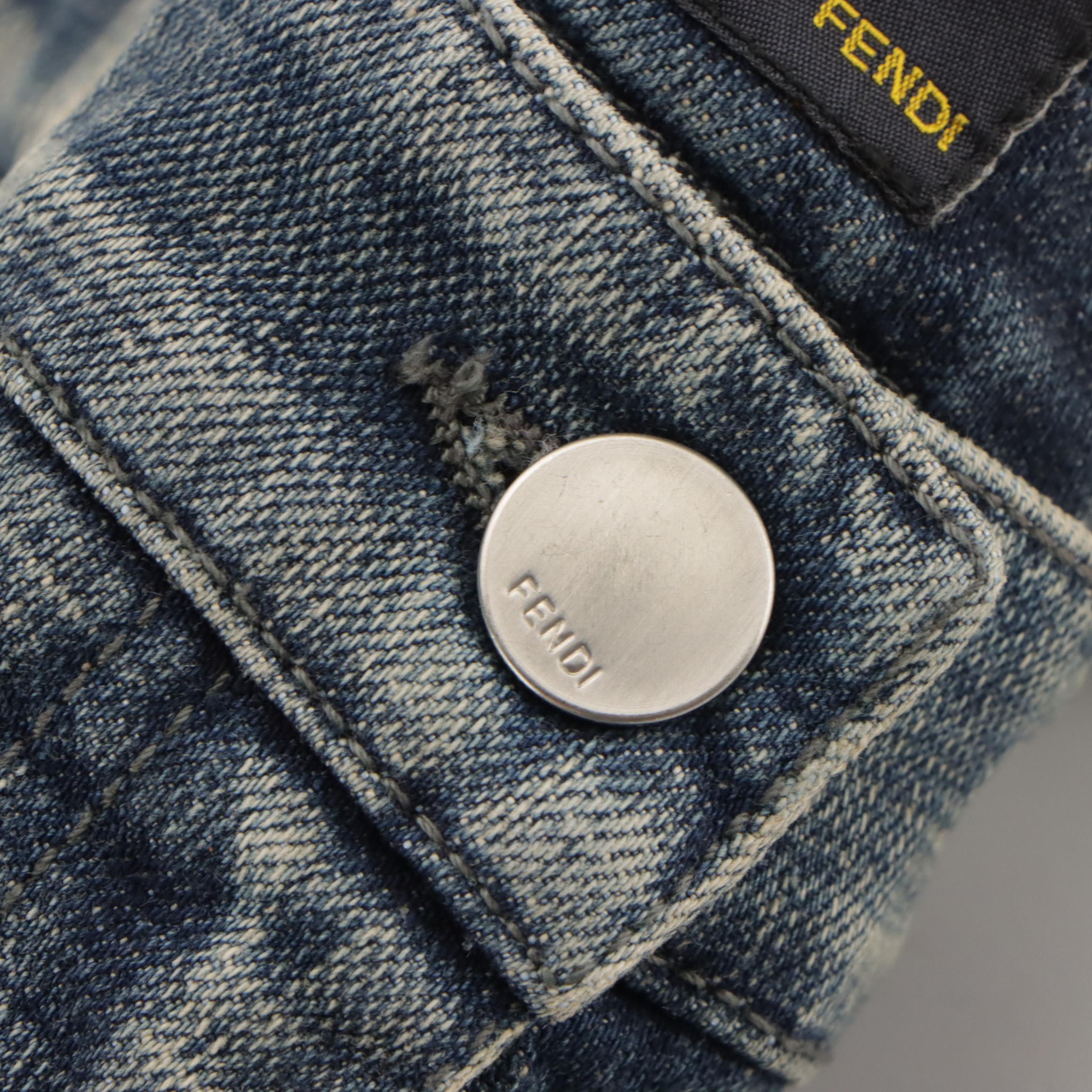 Fendi Whipstitch Trimmed Denim Skinny Jeans, With Tags