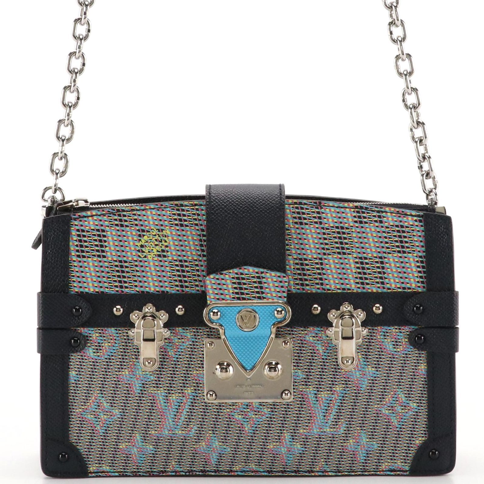 Louis Vuitton Trunk Clutch Crossbody Bag in LV Pop Damier Canvas & Leather