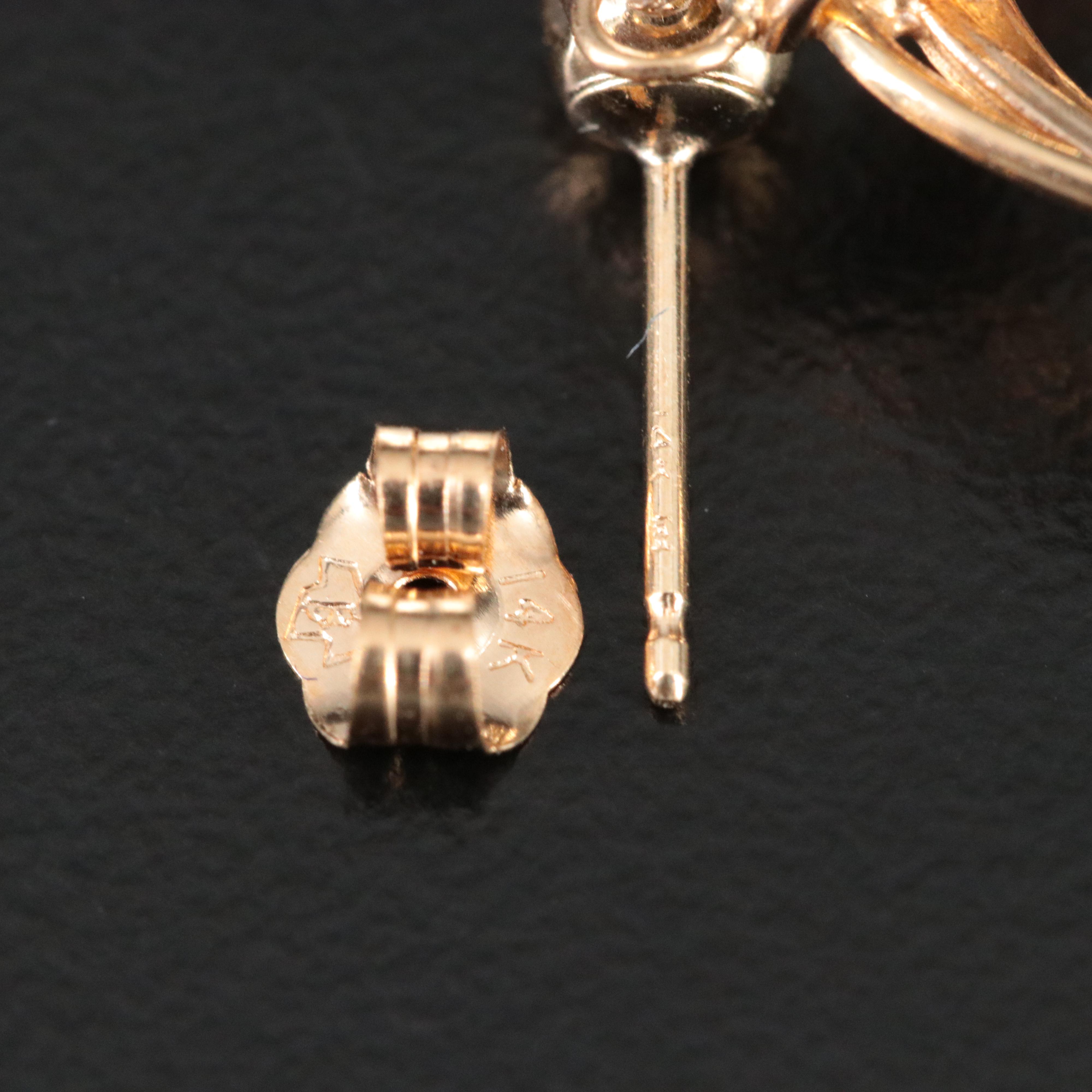 14K Triple Ring Oval Drop Earrings