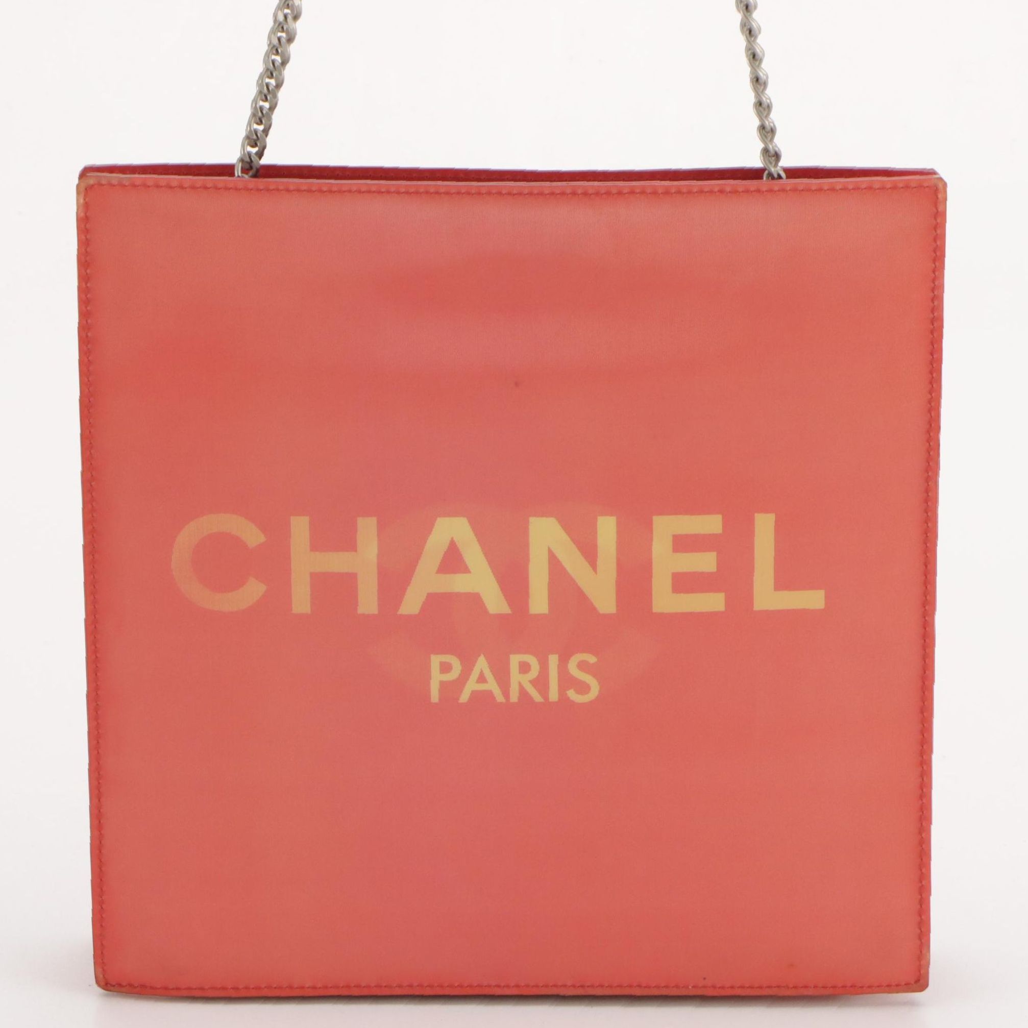 Chanel Lenticular Logo Chain Strap Shoulder Bag in Coral Vinyl