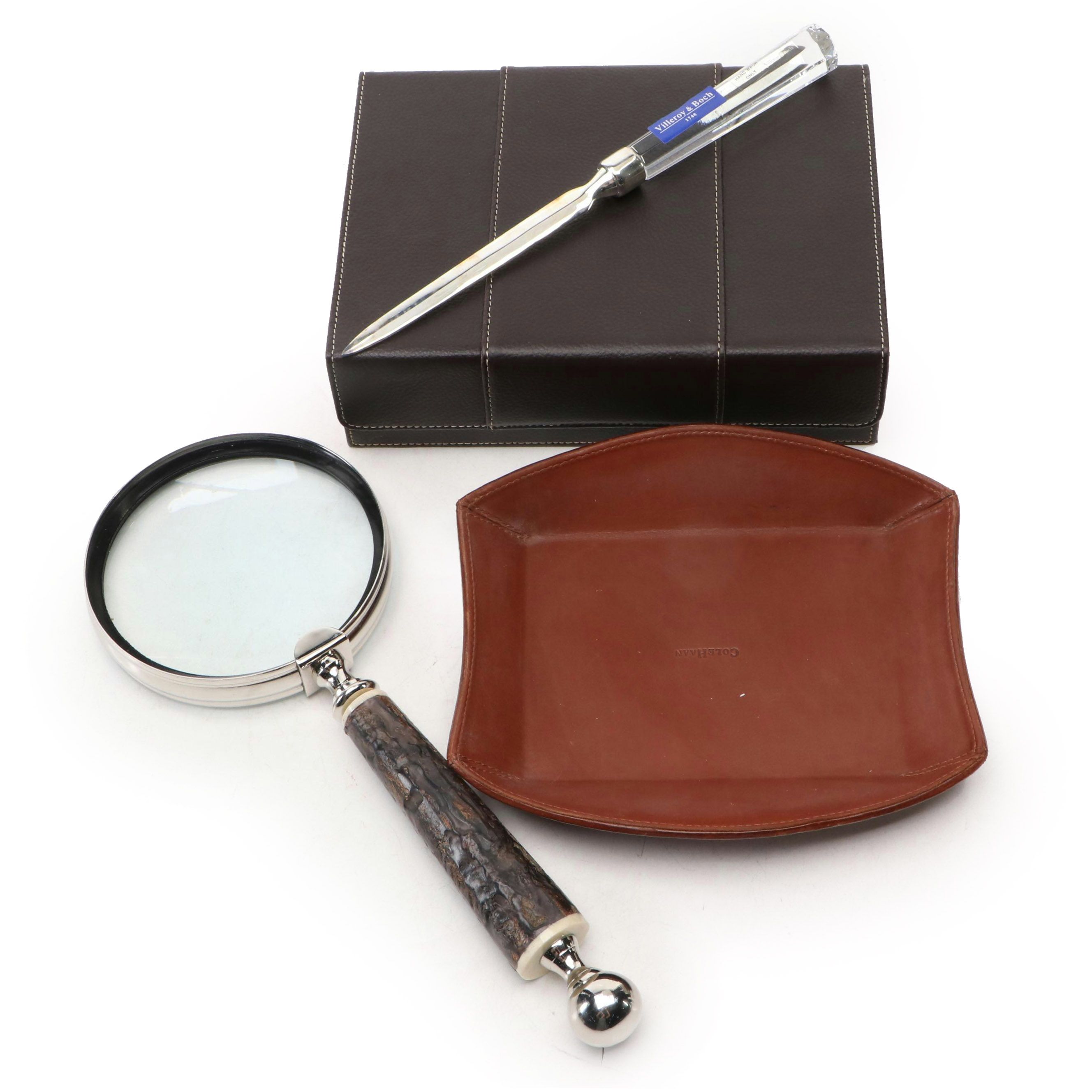 Cole Haan Leather Desk Valet with Watch Case and Other Office Accessories