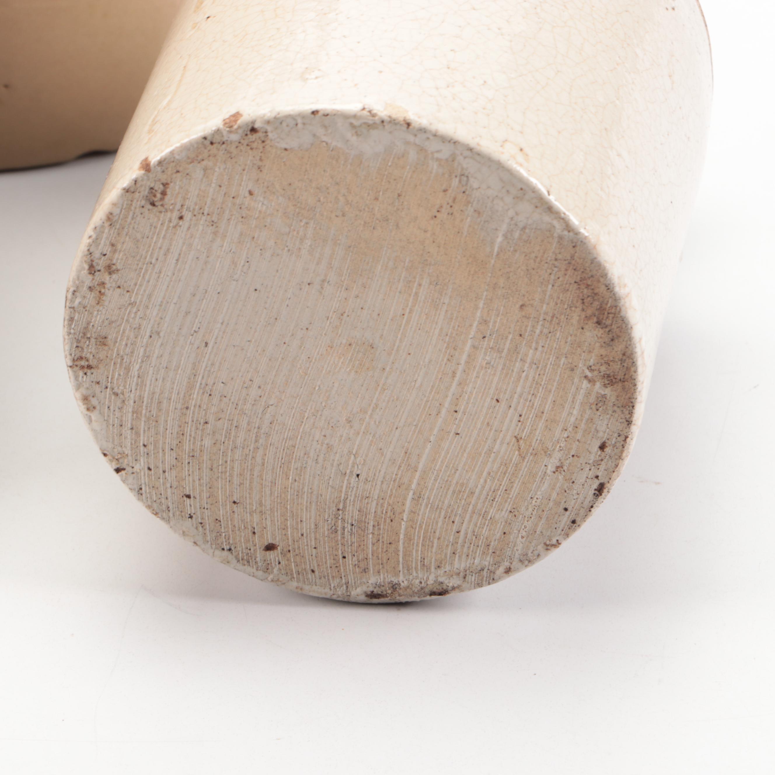 J. Fisher Brown Stoneware Jug with Other Dip Glaze Jugs, 20th Century