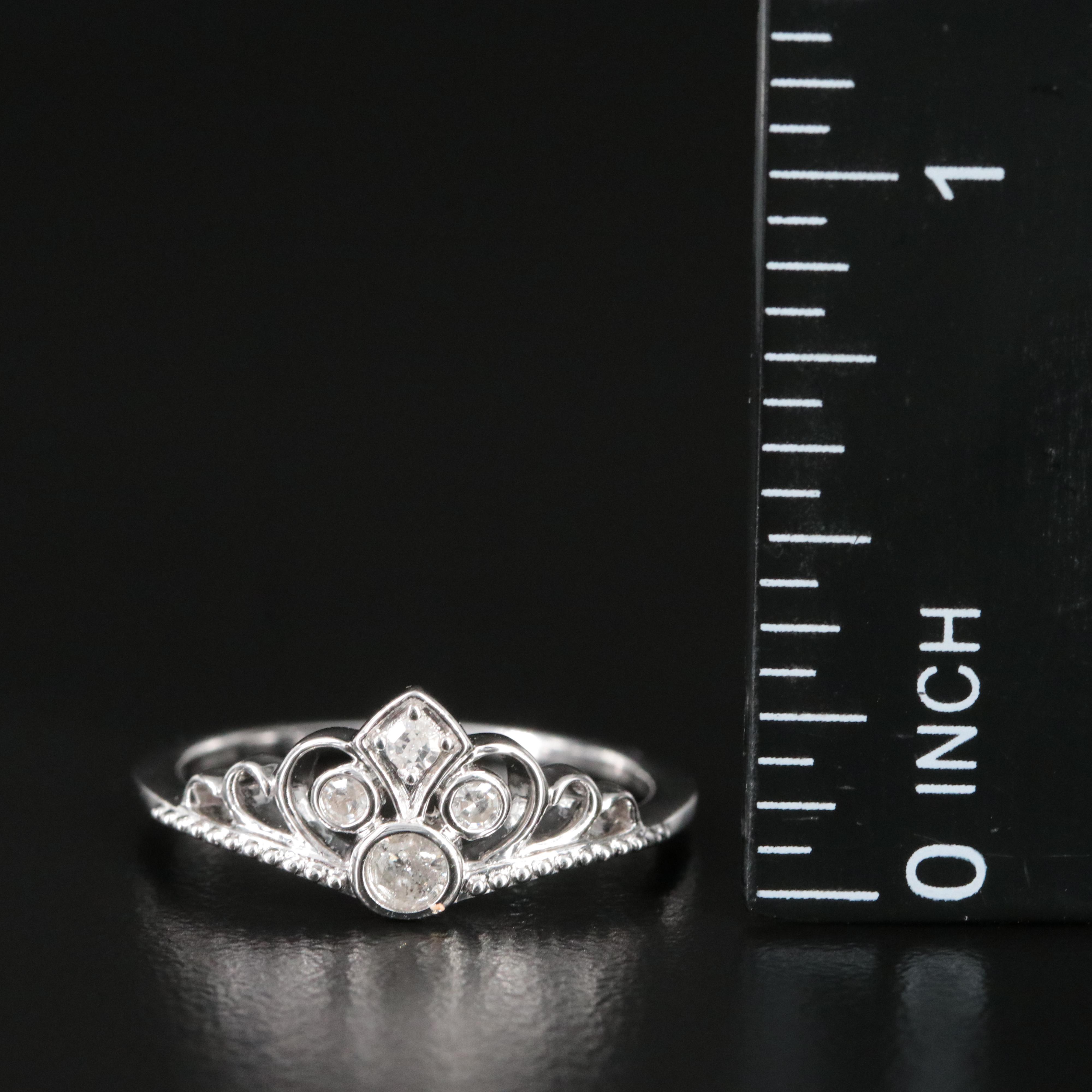 Sterling Diamond Crown Ring