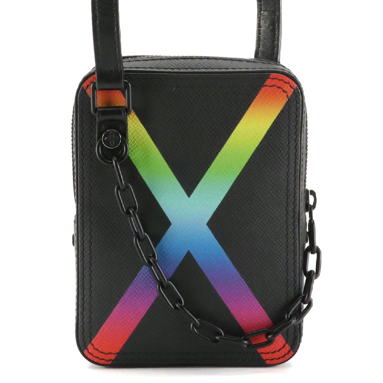 Louis Vuitton Rainbow X Printed Danube Crossbody in Black Taïga Leather