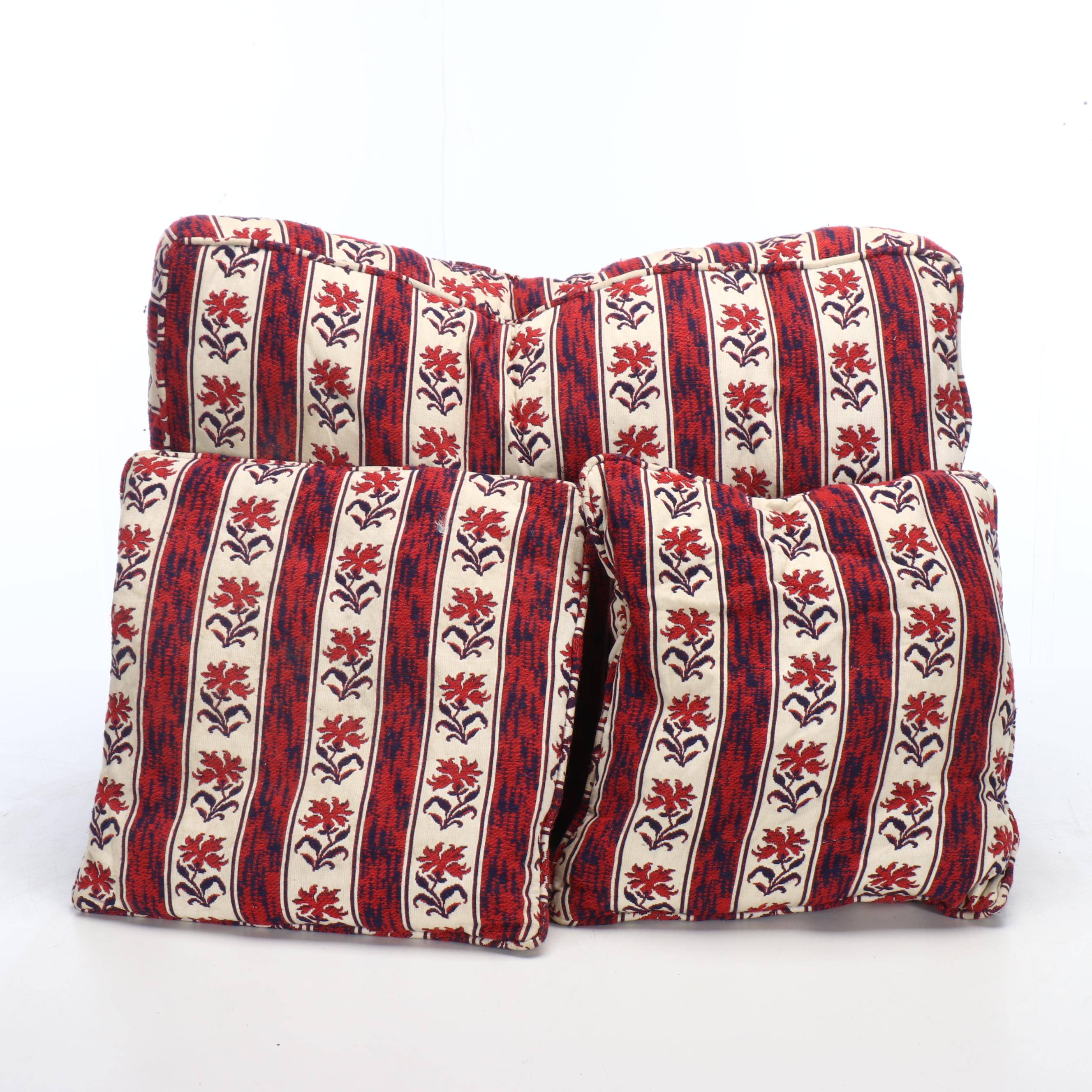 Red and Blue Floral Wool Pillows and Cushion