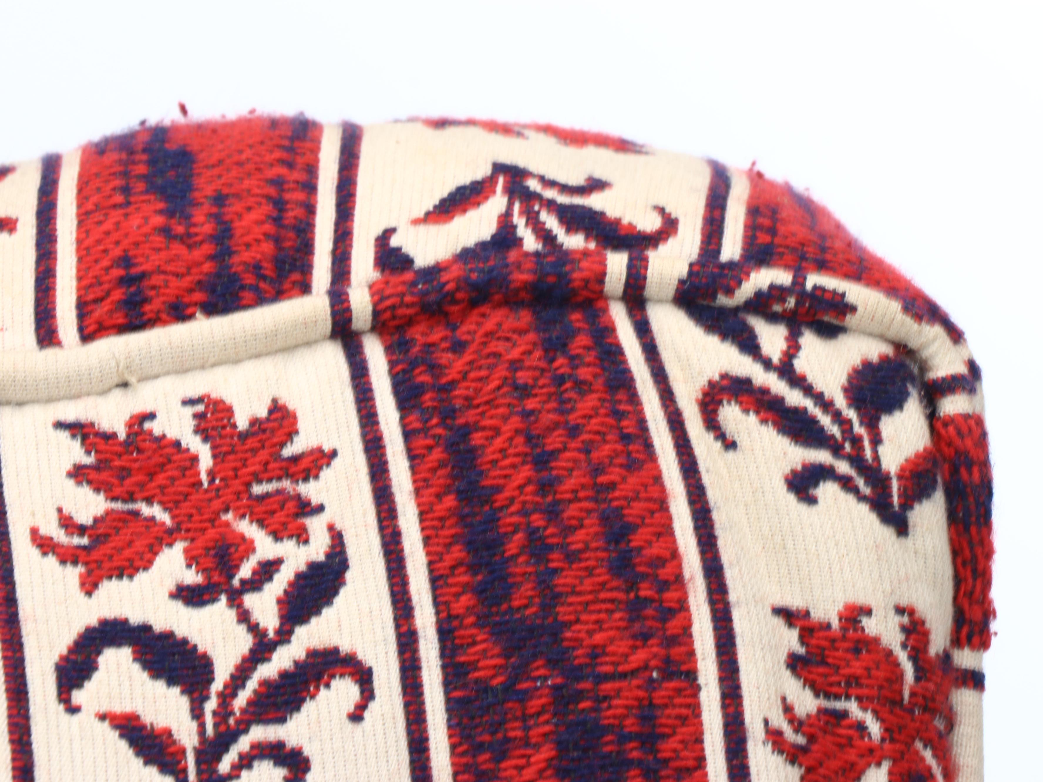 Red and Blue Floral Wool Pillows and Cushion