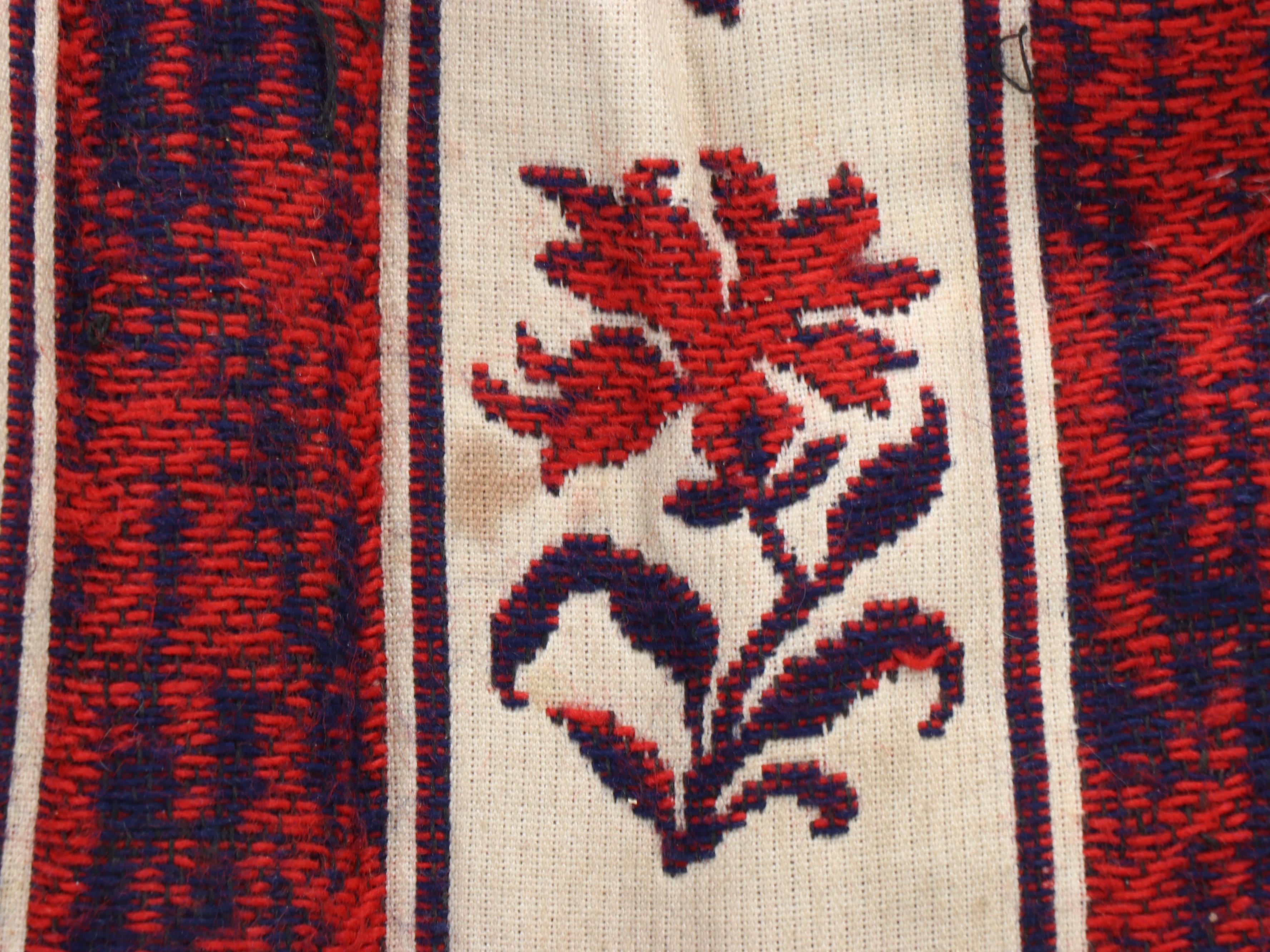 Red and Blue Floral Wool Pillows and Cushion