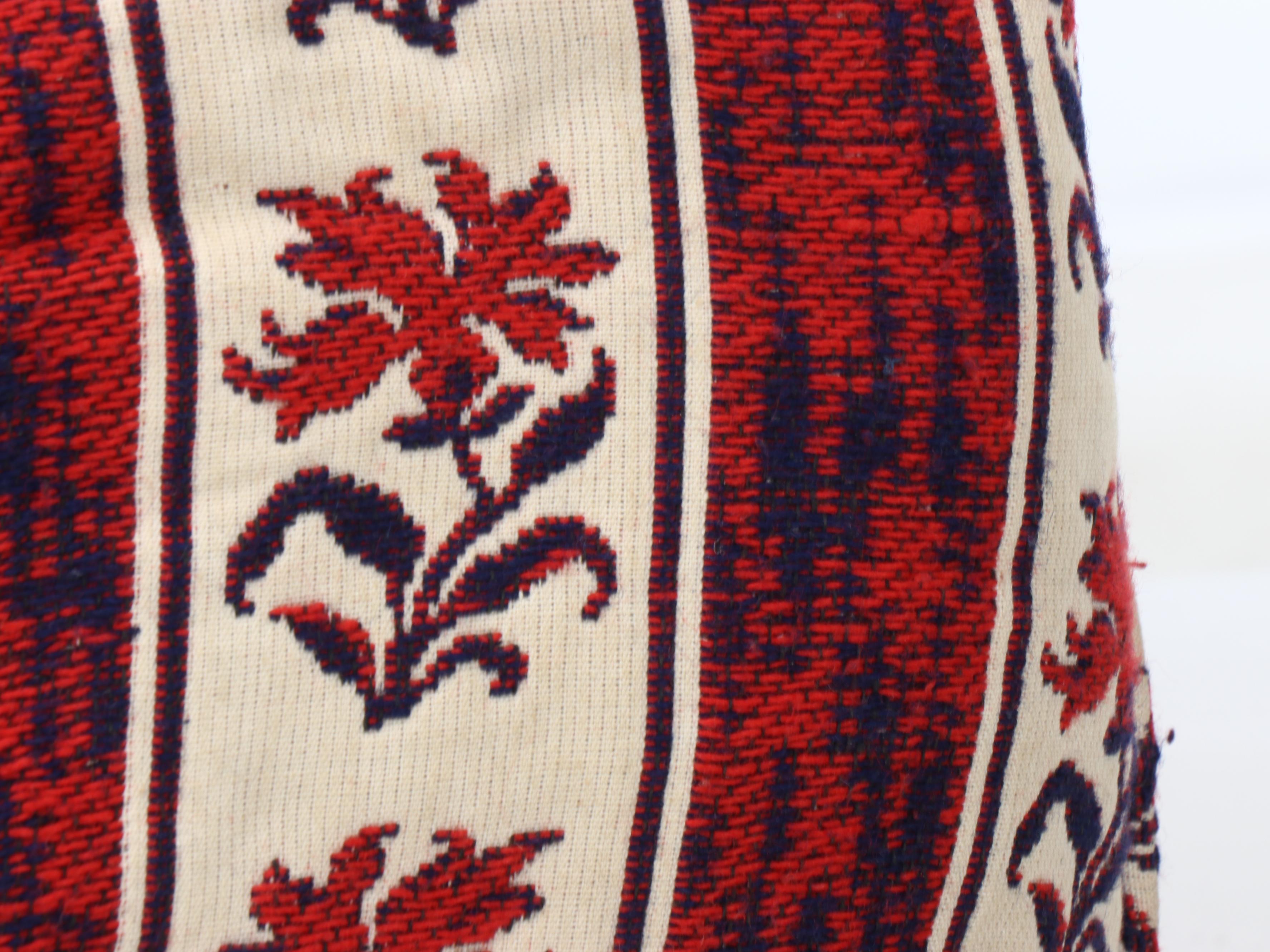 Red and Blue Floral Wool Pillows and Cushion