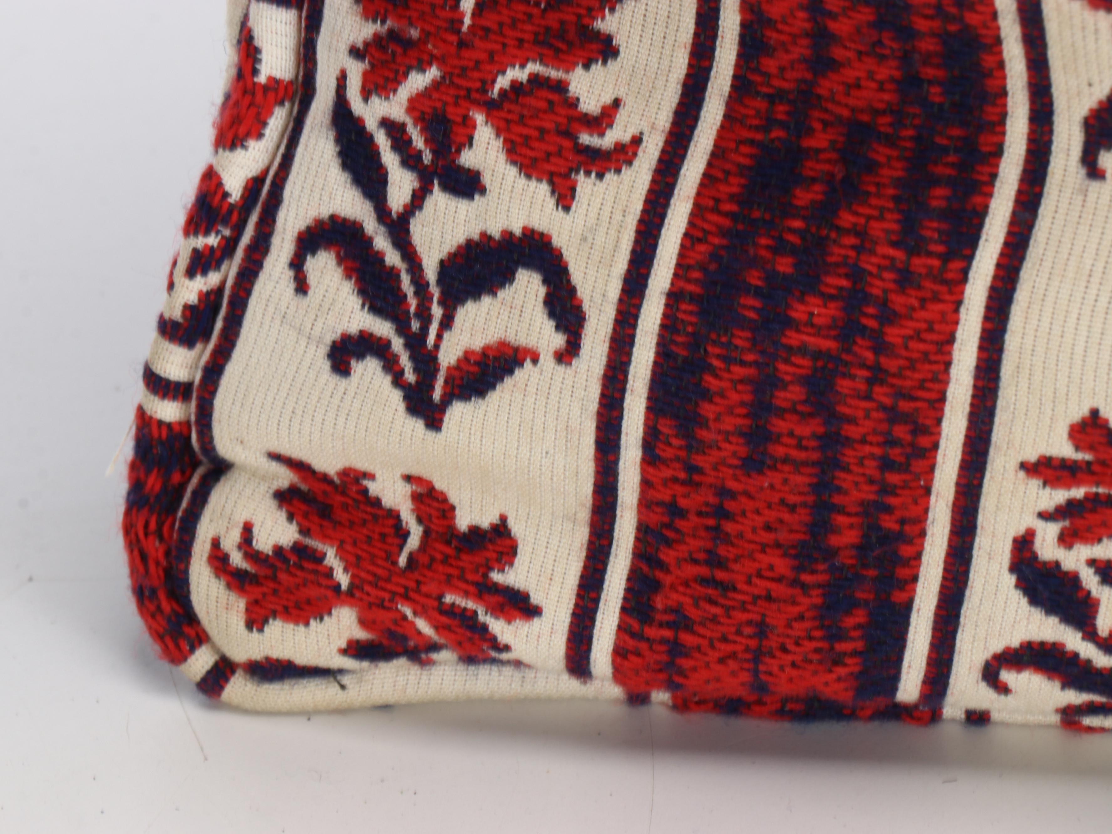 Red and Blue Floral Wool Pillows and Cushion