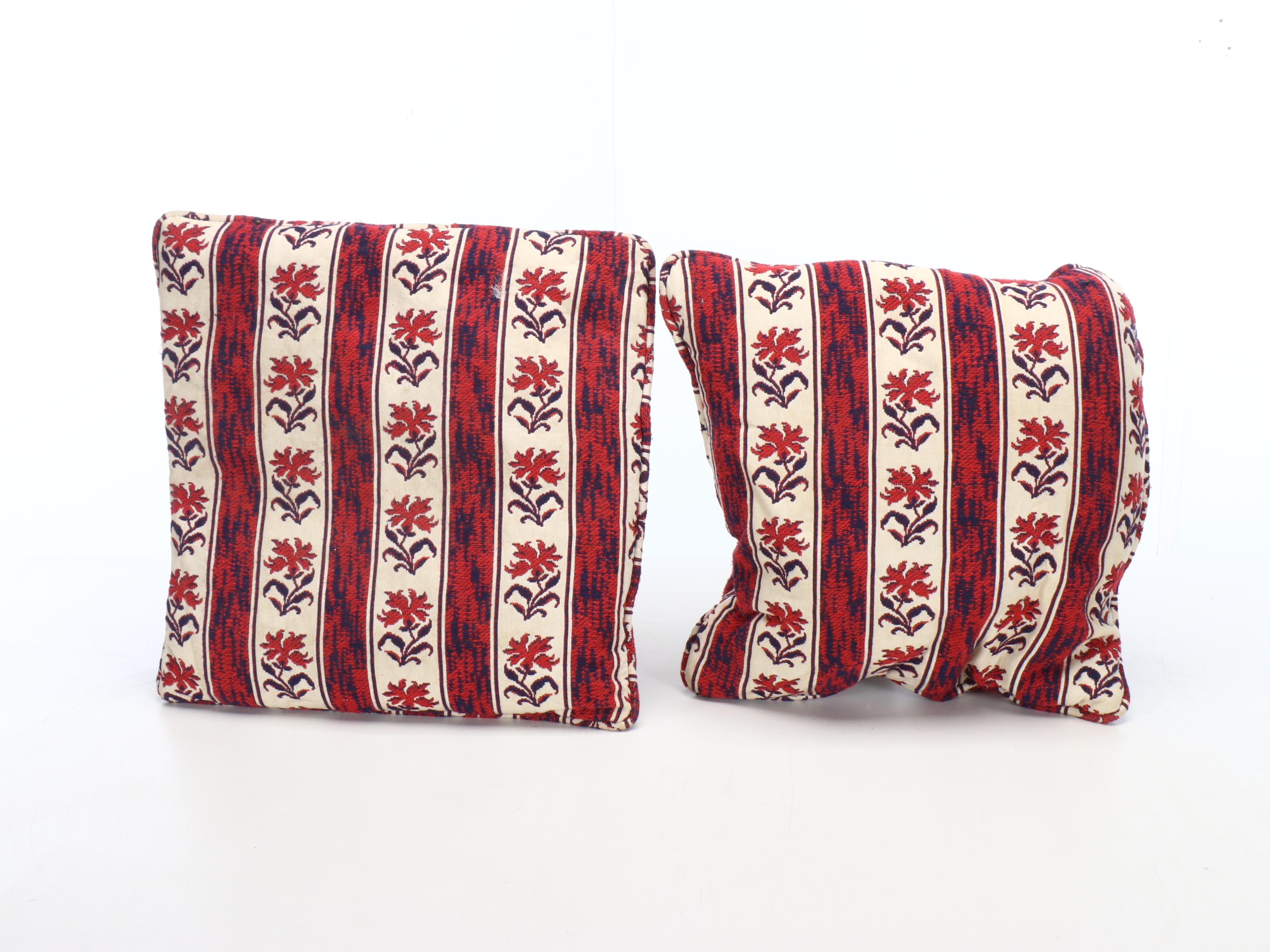 Red and Blue Floral Wool Pillows and Cushion