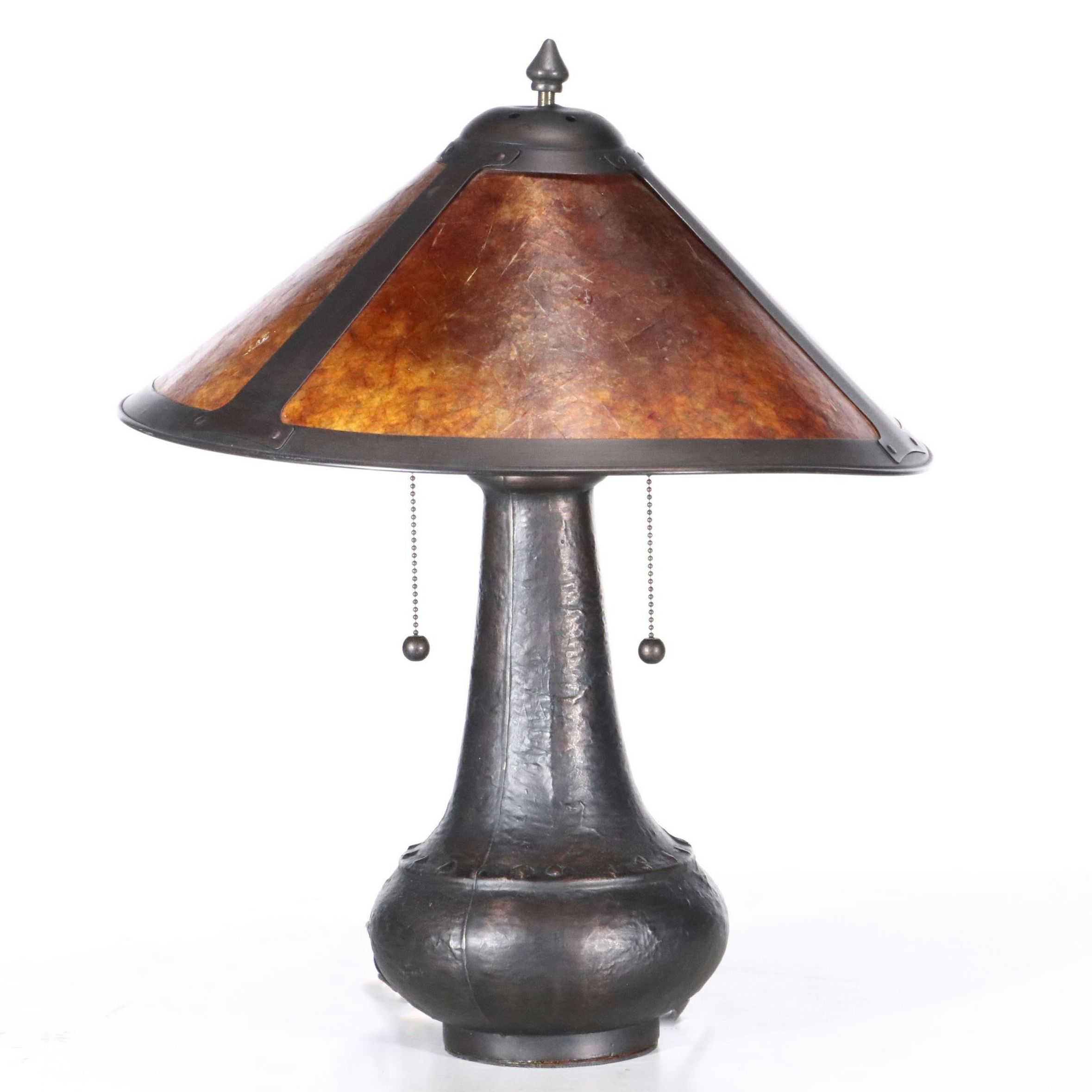 Craftsman Style Bronzed Metal Table Lamp with Mica Shade