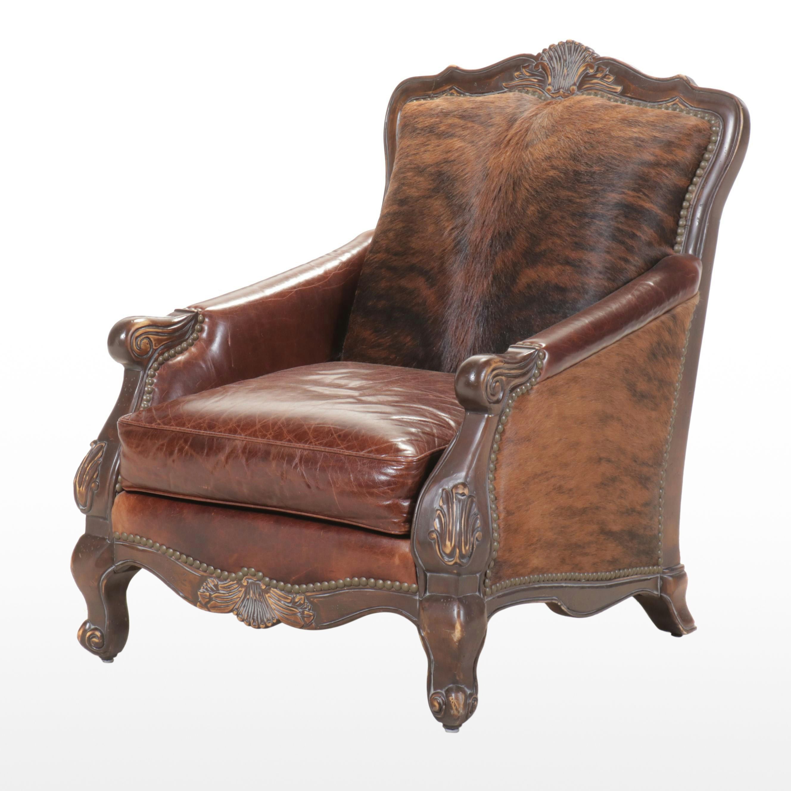 Jackson Carter Furniture Co. Hyde and Leather Covered Berege Chair