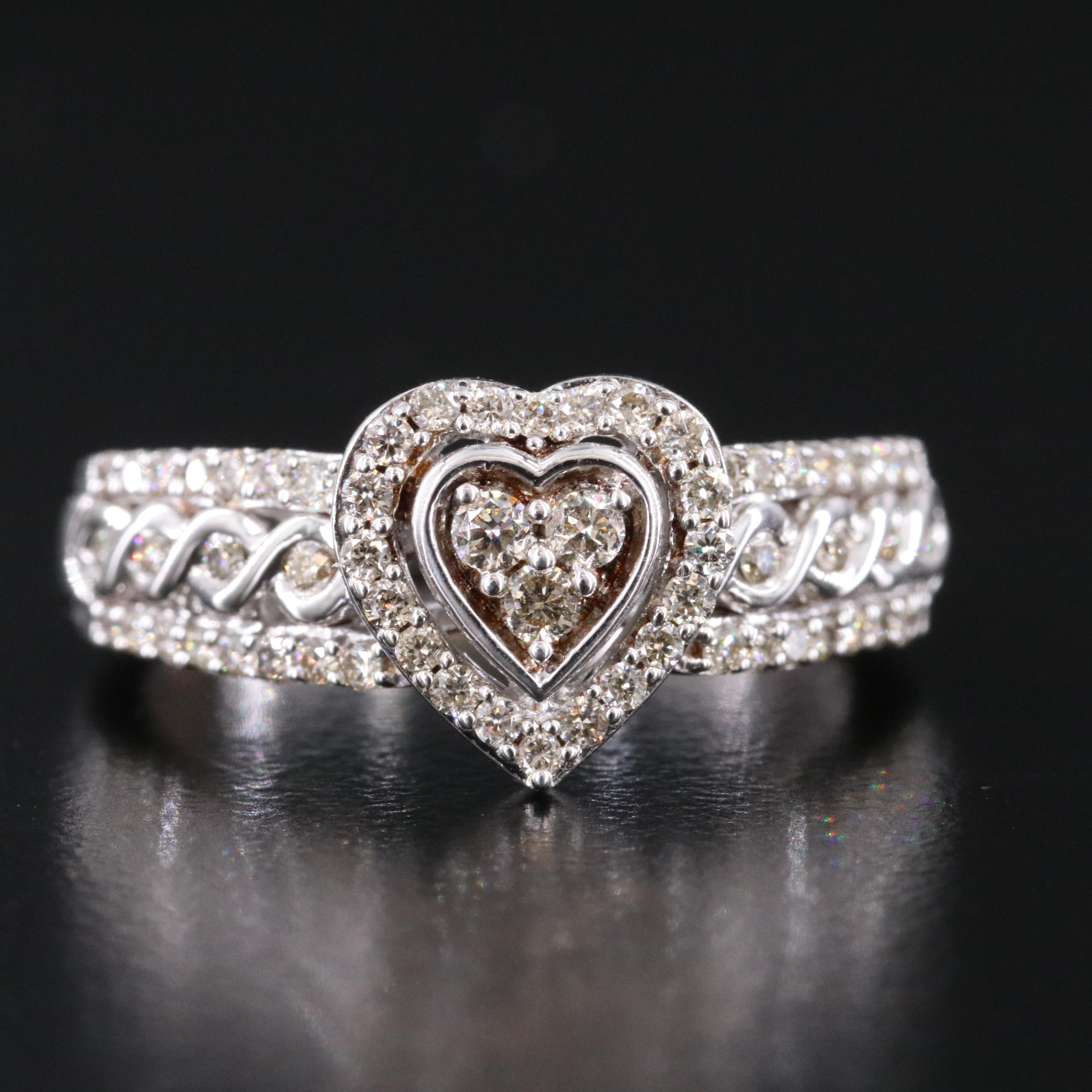Sterling Diamond Heart Ring