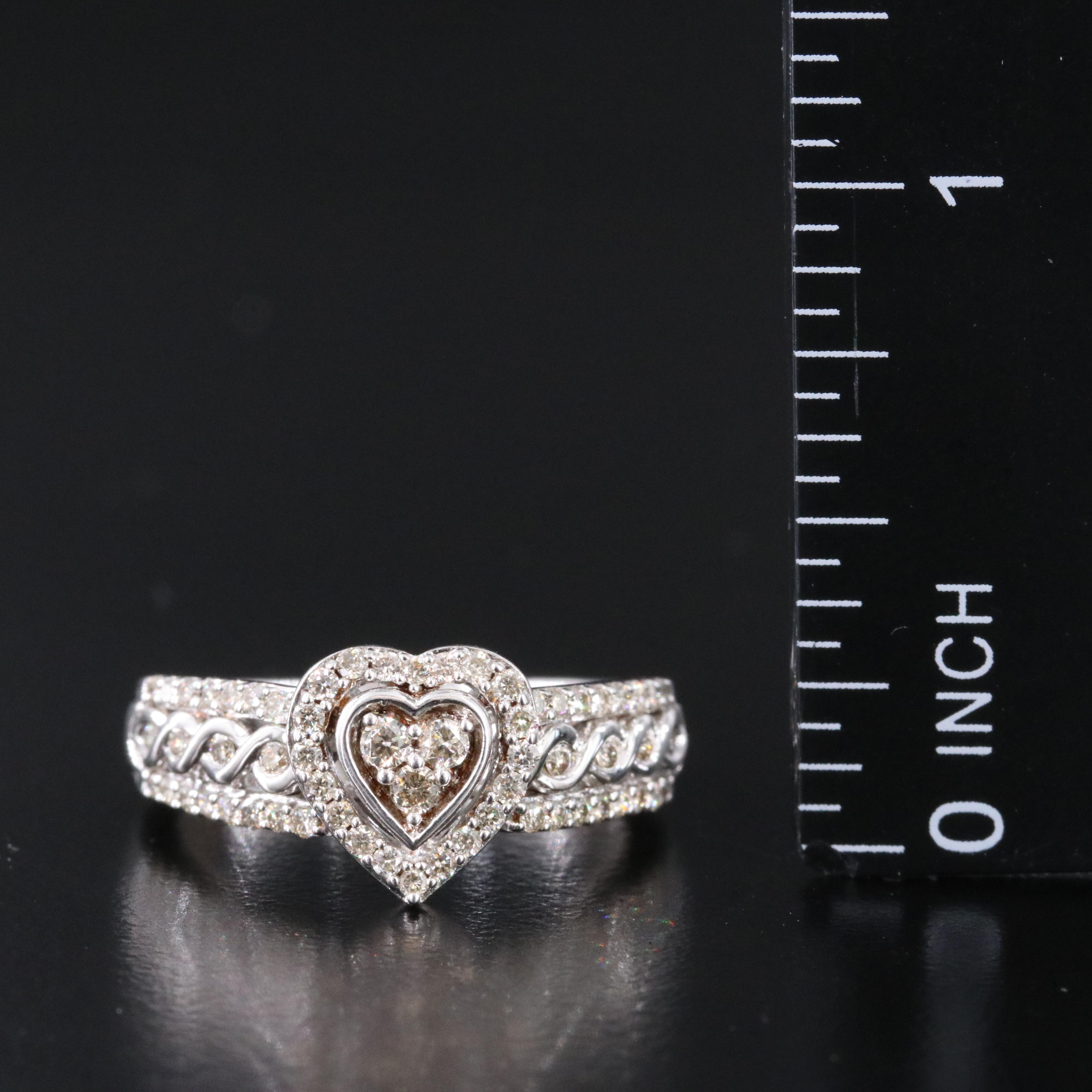 Sterling Diamond Heart Ring
