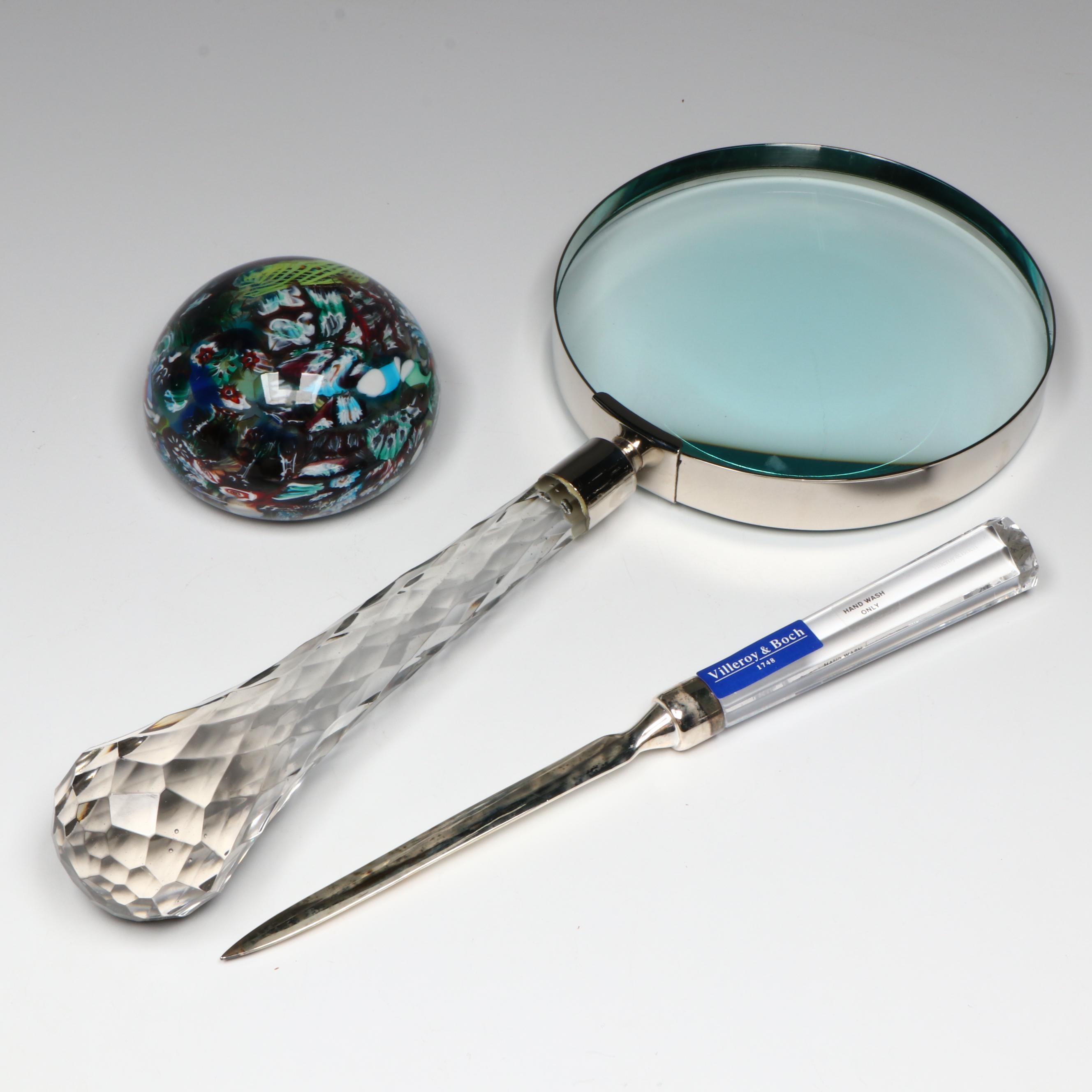 Villeroy & Boch Crystal Letter Opener, Millefiori Glass Paperweight and More