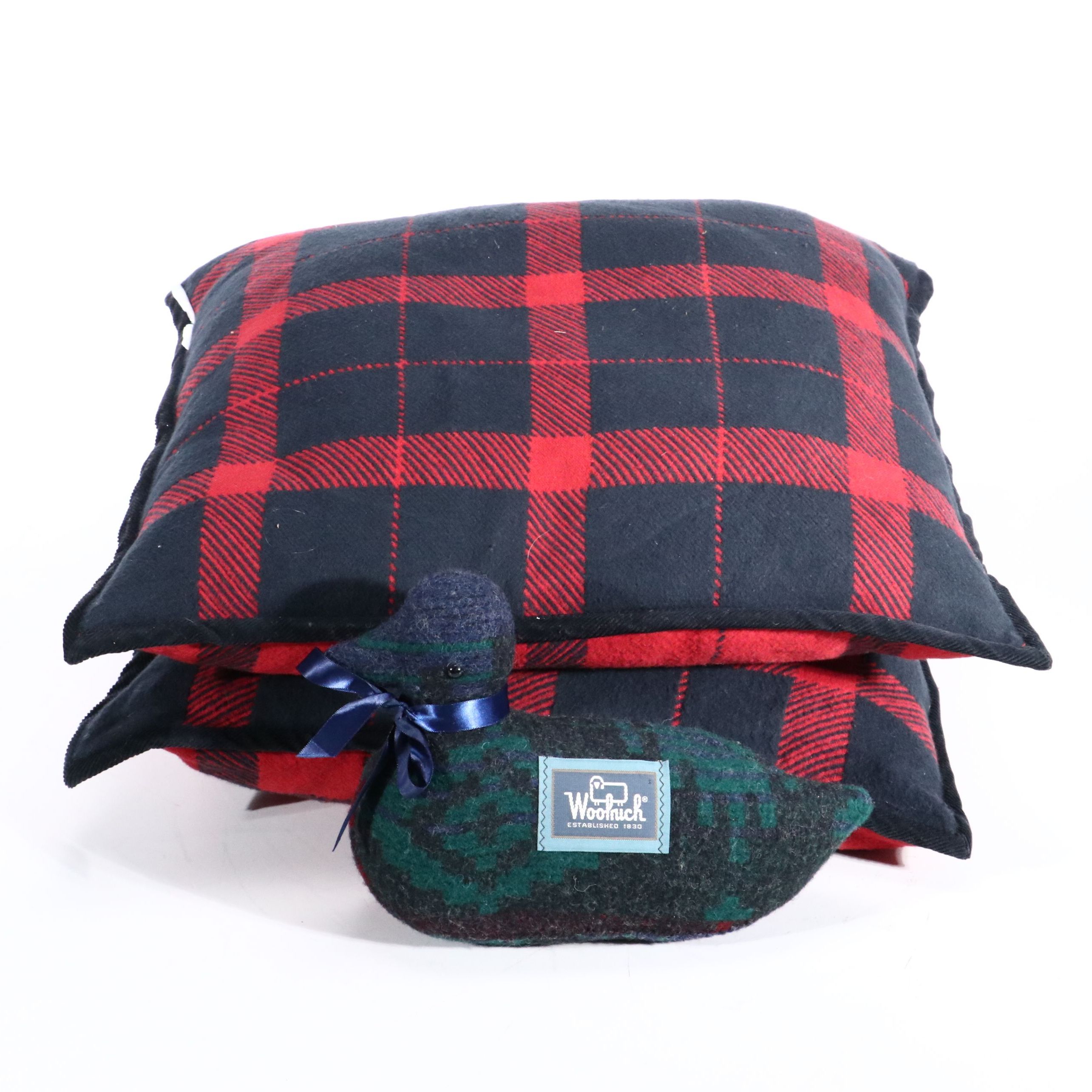 Ralph Lauren Polo Red and Navy Cotton Throw Pillows with Woolrich Duck
