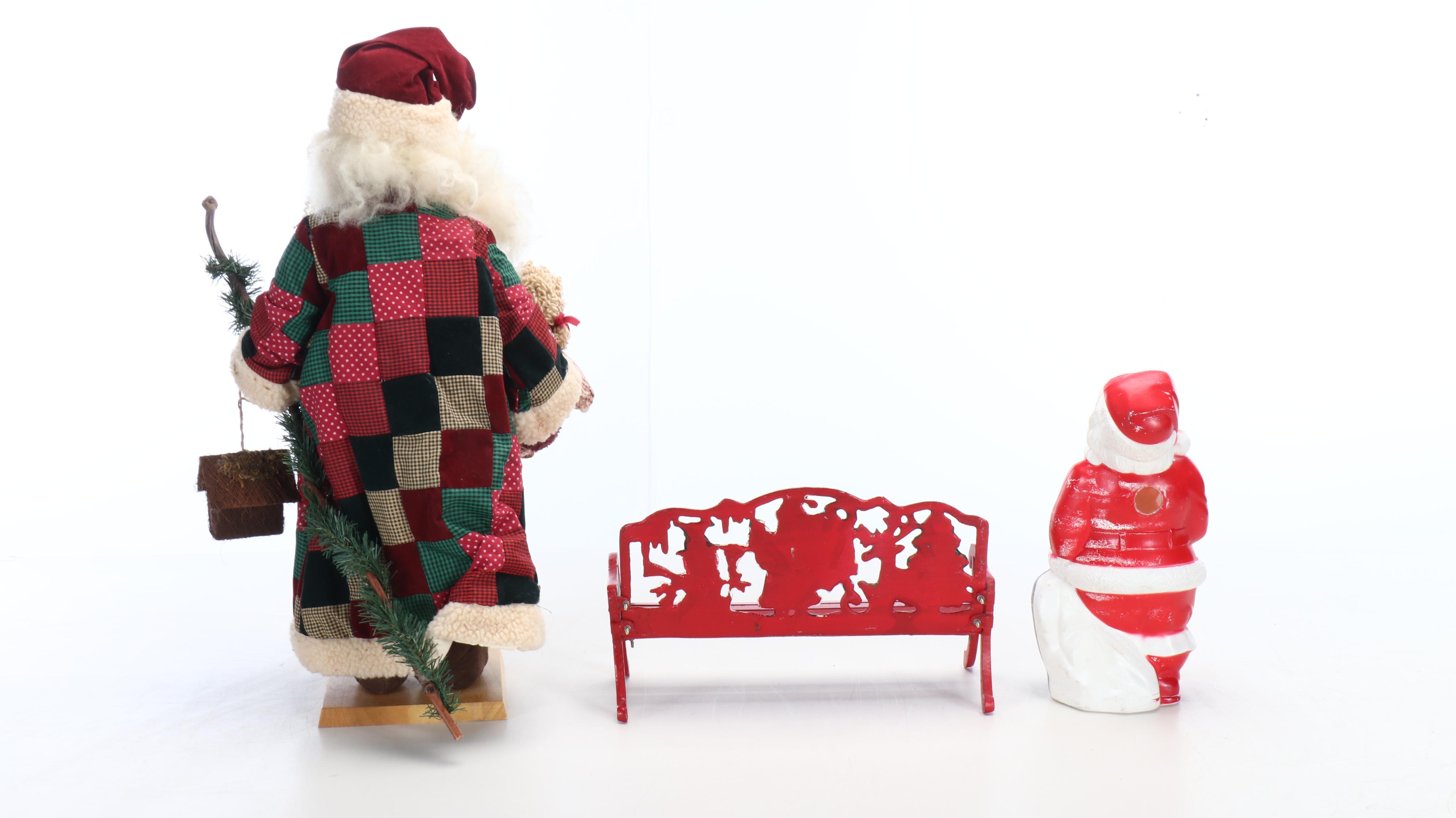 Vintage Collection of Santa Claus Figurines and Other Christmas Décor
