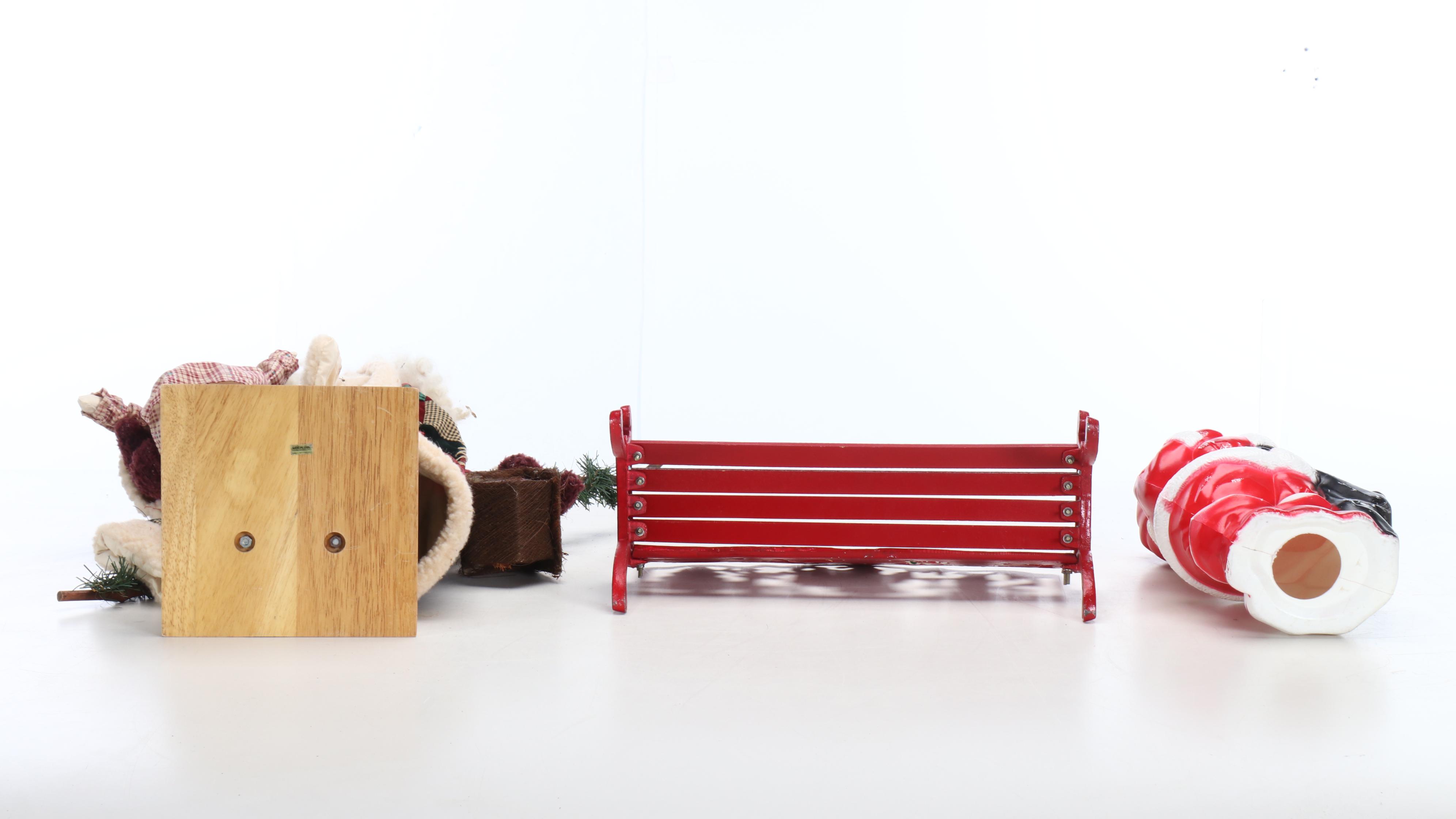 Vintage Collection of Santa Claus Figurines and Other Christmas Décor