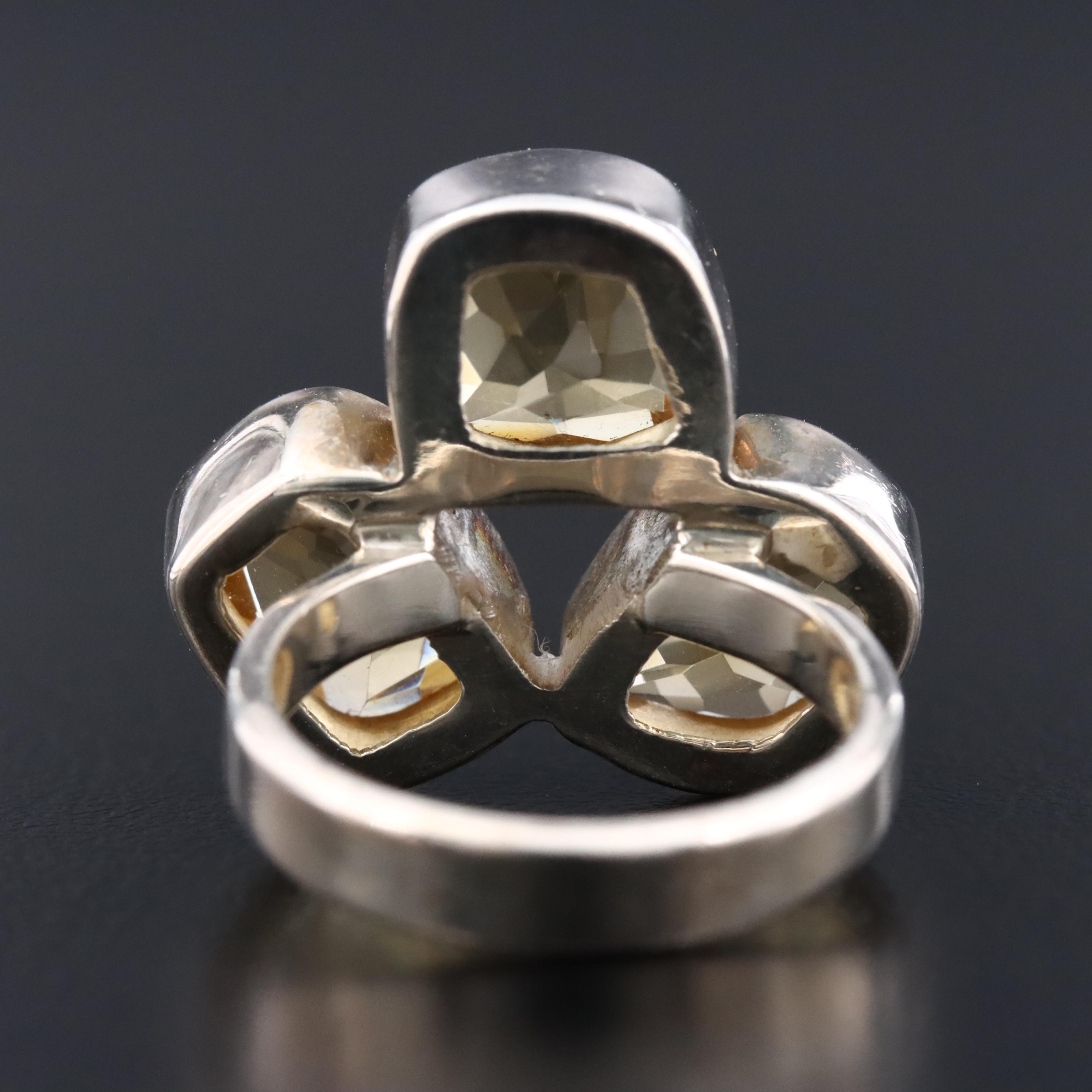 Sterling Citrine Three-Stone Ring