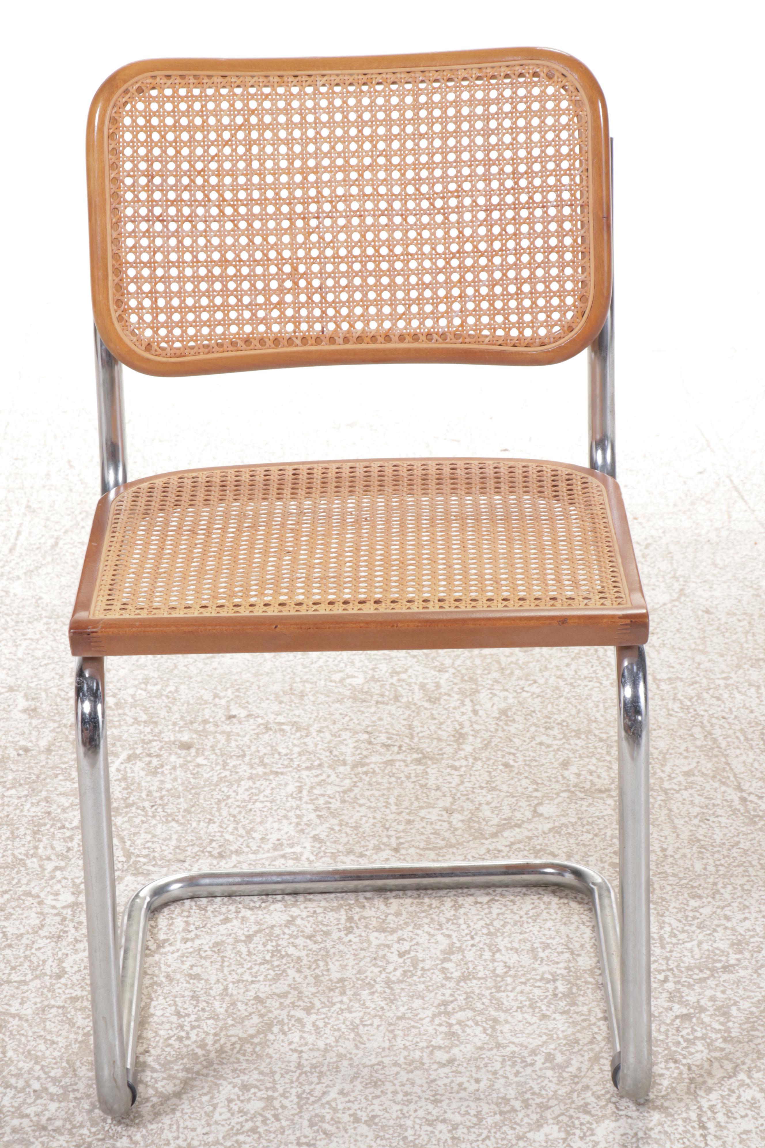 Six Marcel Breuer "Cesca" Chrome and Woven Cane Chairs