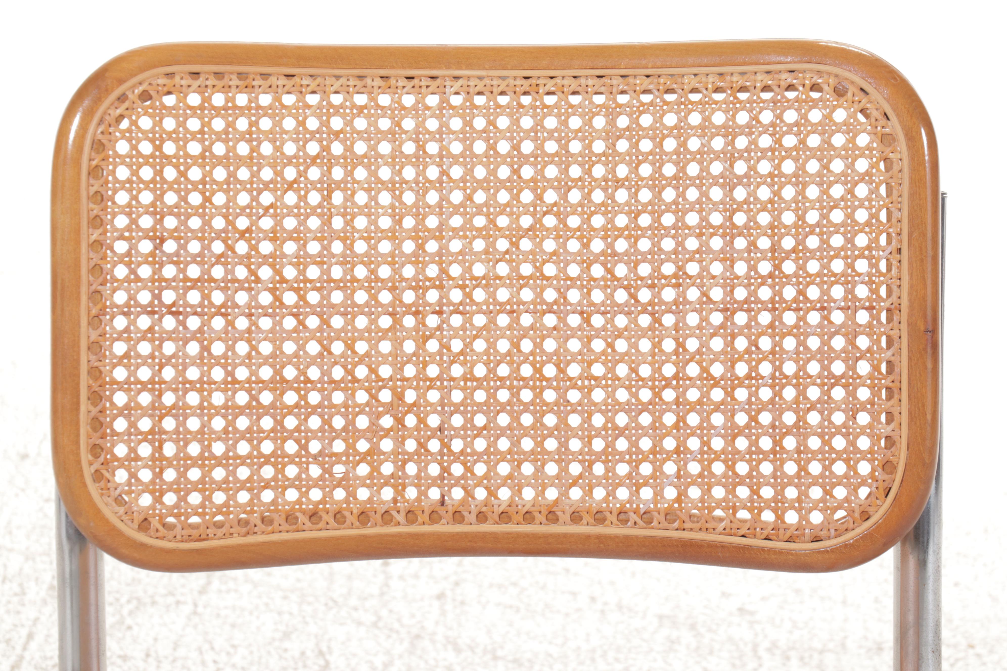 Six Marcel Breuer "Cesca" Chrome and Woven Cane Chairs