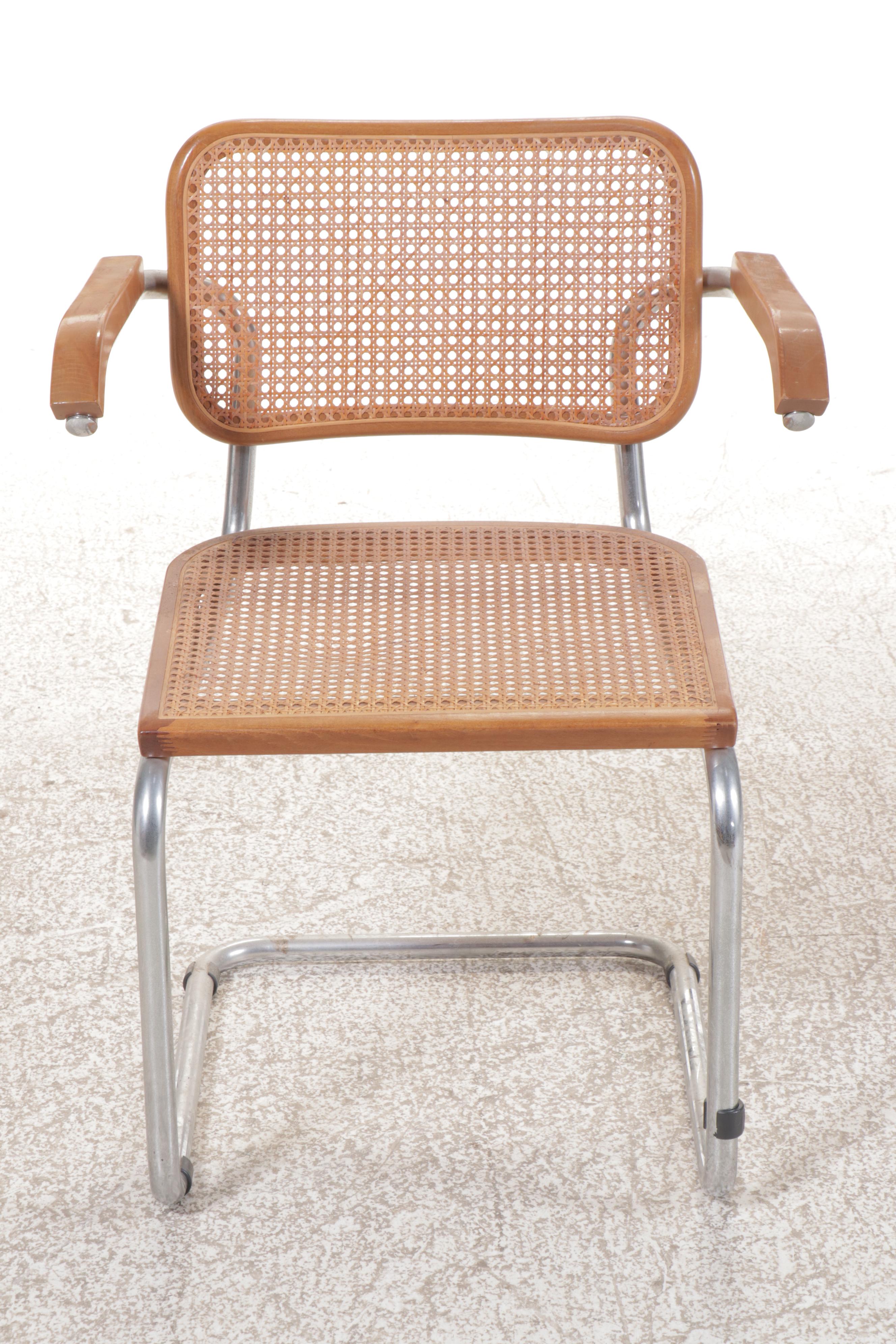 Six Marcel Breuer "Cesca" Chrome and Woven Cane Chairs