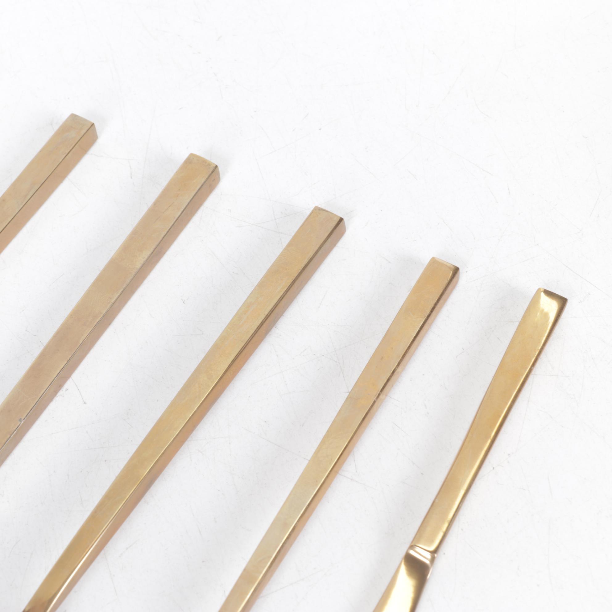 Thai Modernist Brass Flatware Service for Twelve in Teak Case