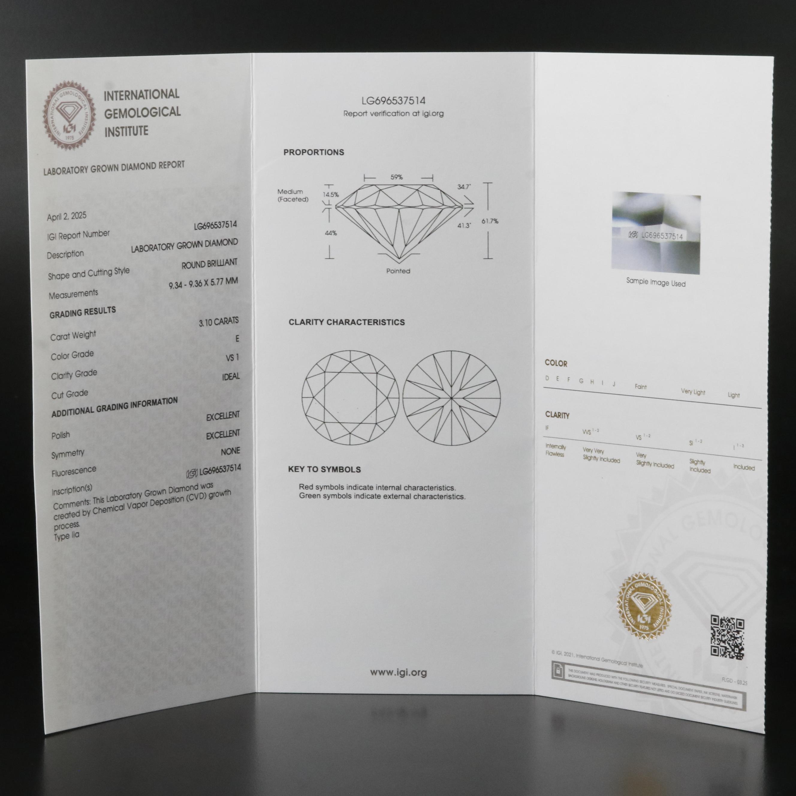 14K 6.20 CTW Lab Grown Diamond Stud Earrings with IGI Reports