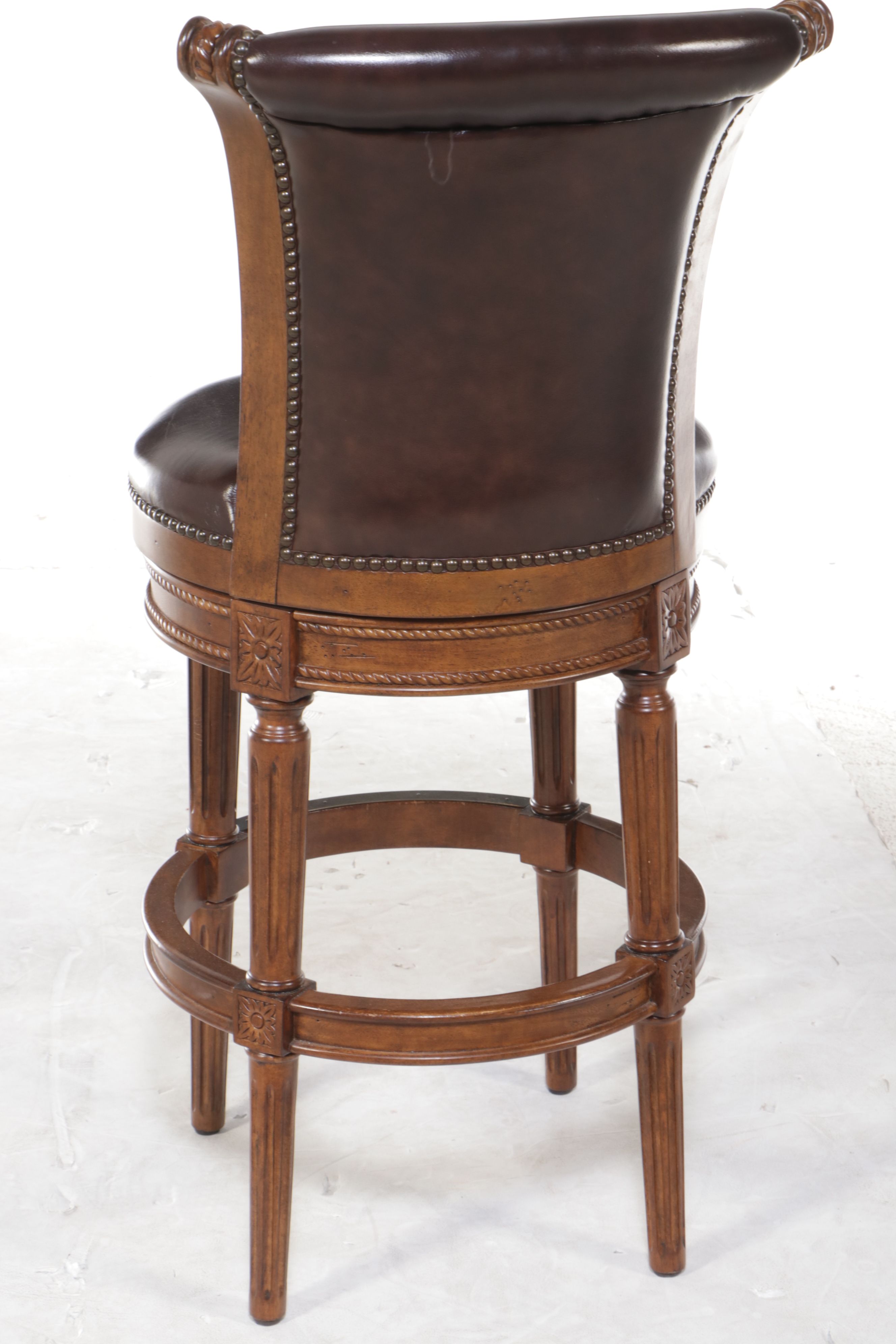 Furniture Origins Mahogany Swivel Barstools with Faux Leather Upholstery, 2017