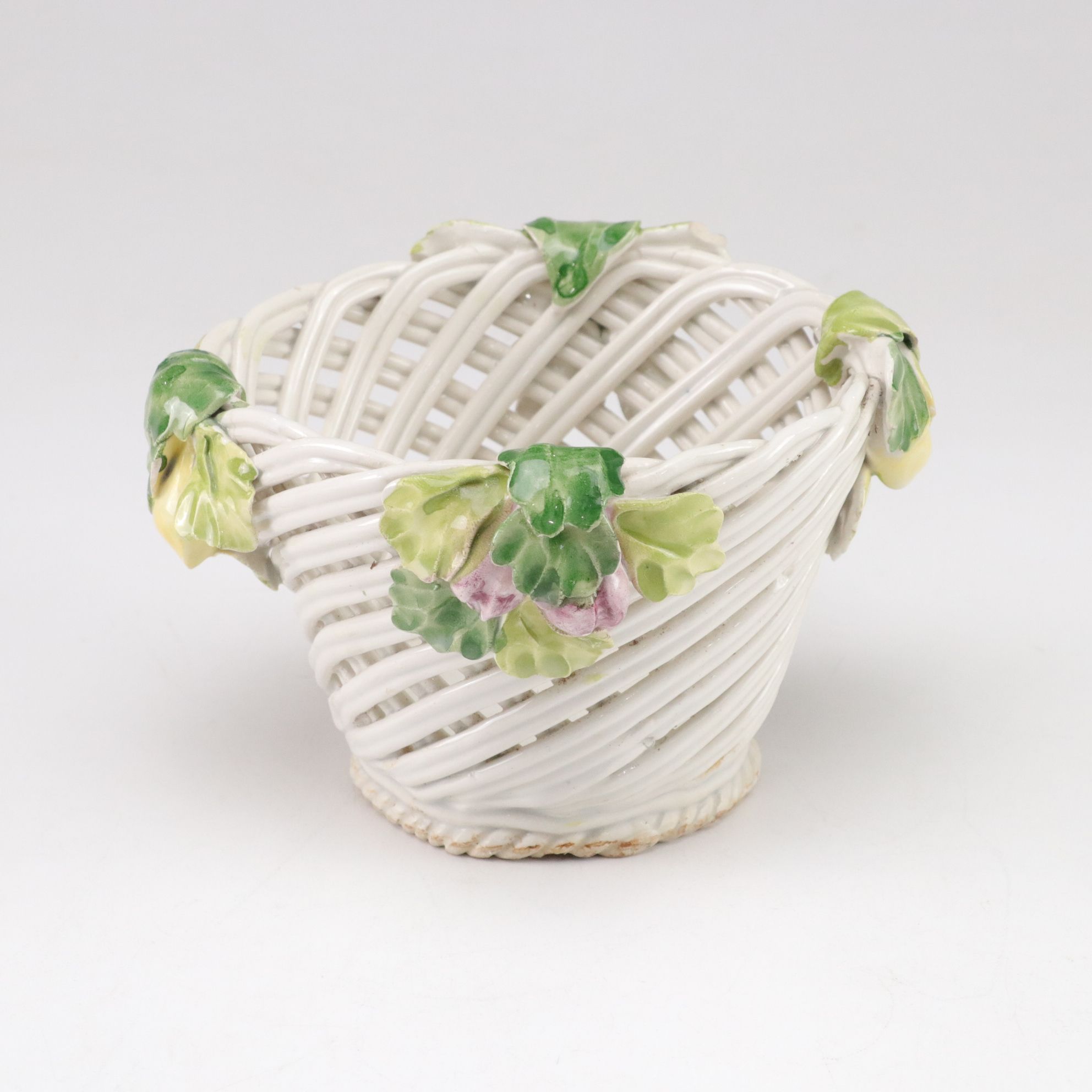 Glazed Ceramic Elephant Plant Stand and Italian Woven Basket