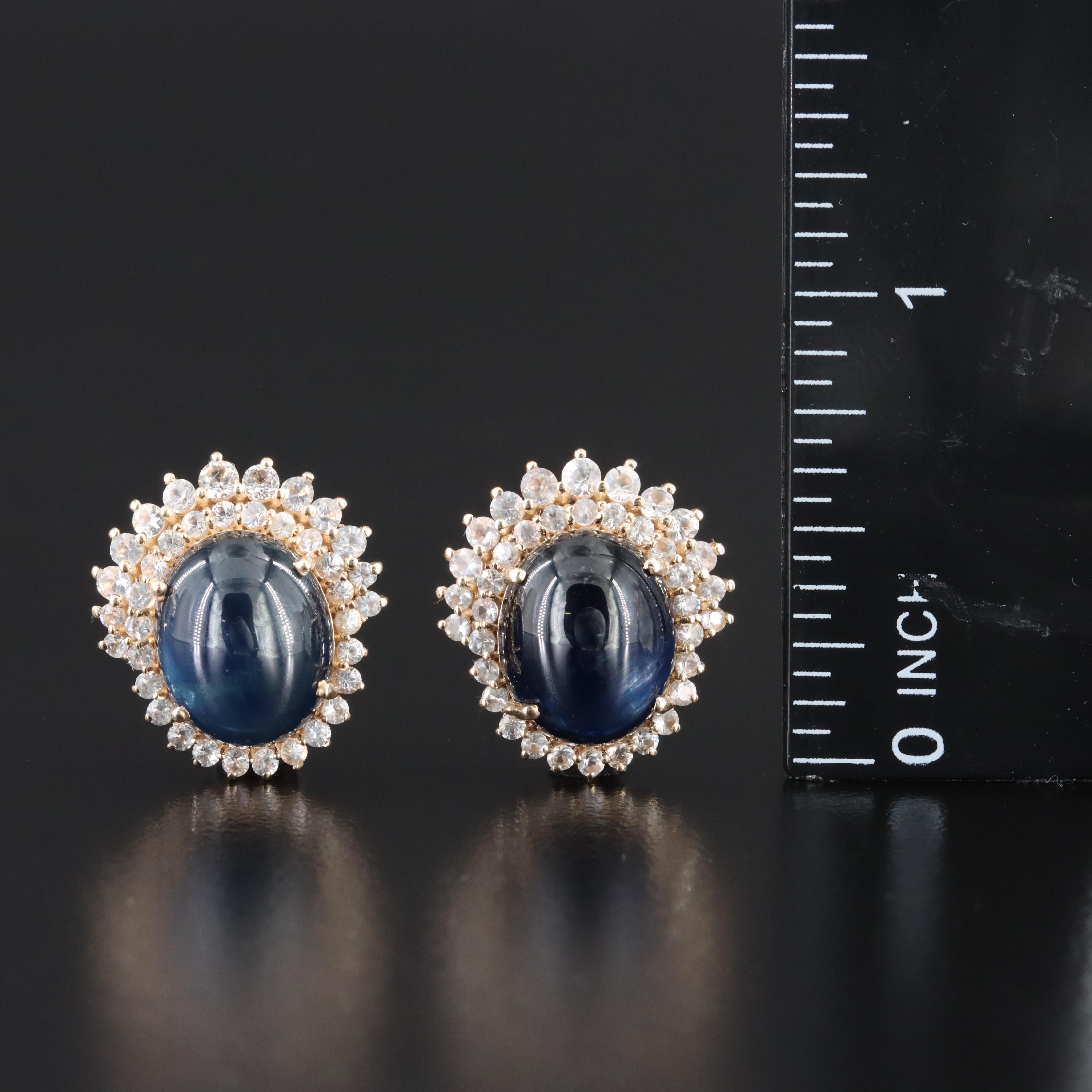 14K 13.04 CTW Sapphire and White Sapphire Earrings with IGI Report