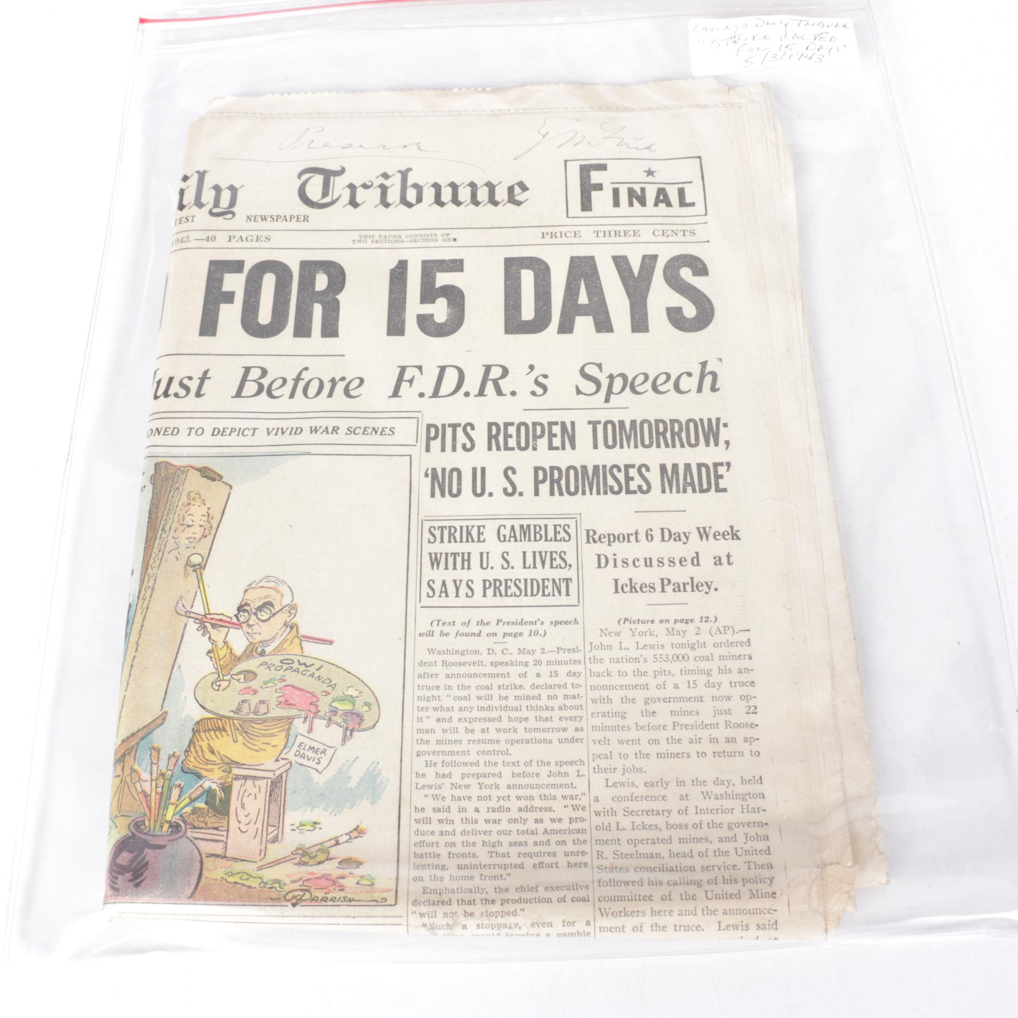 Chicago Tribune and Other World War II Newspapers Including D-Day Coverage