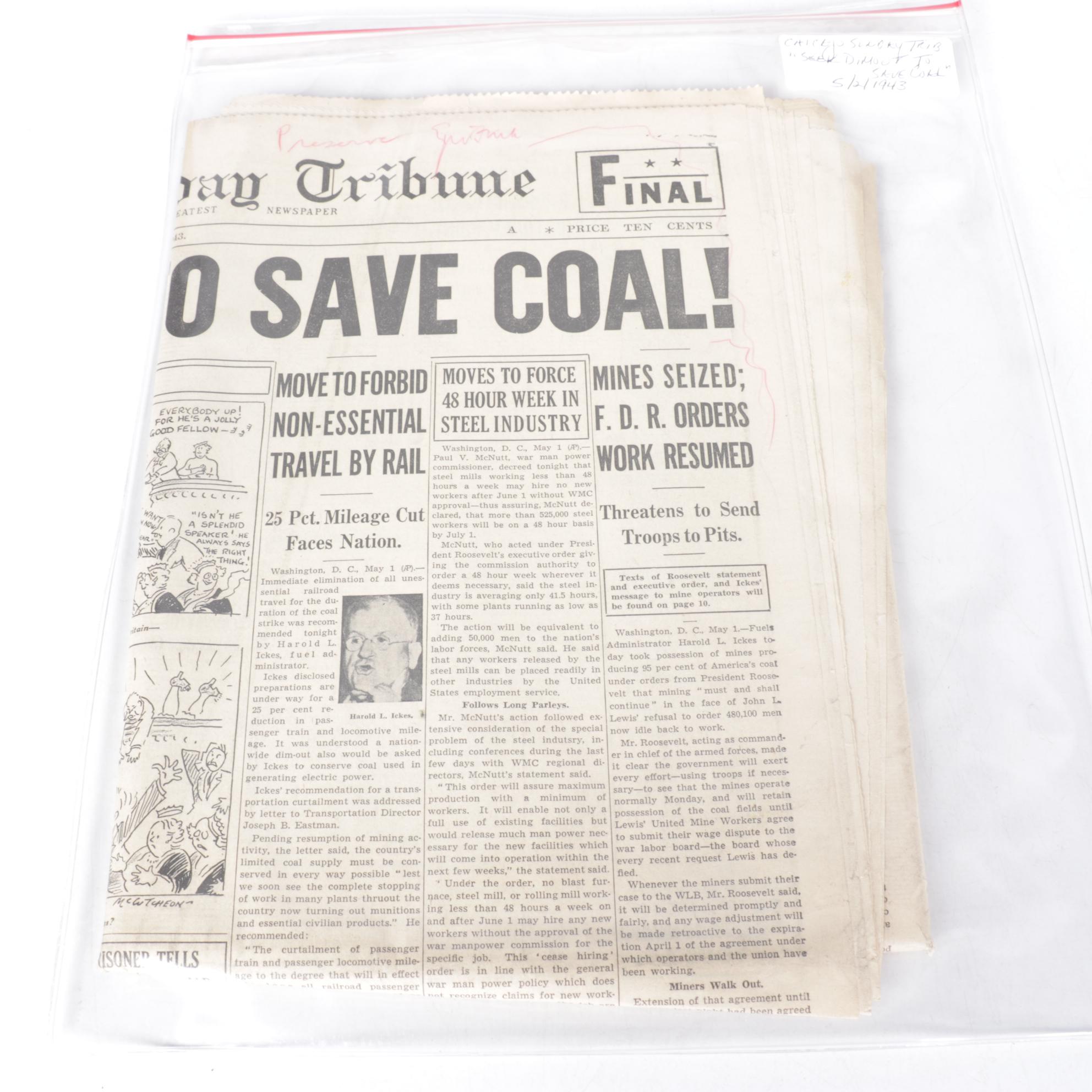 Chicago Tribune and Other World War II Newspapers Including D-Day Coverage