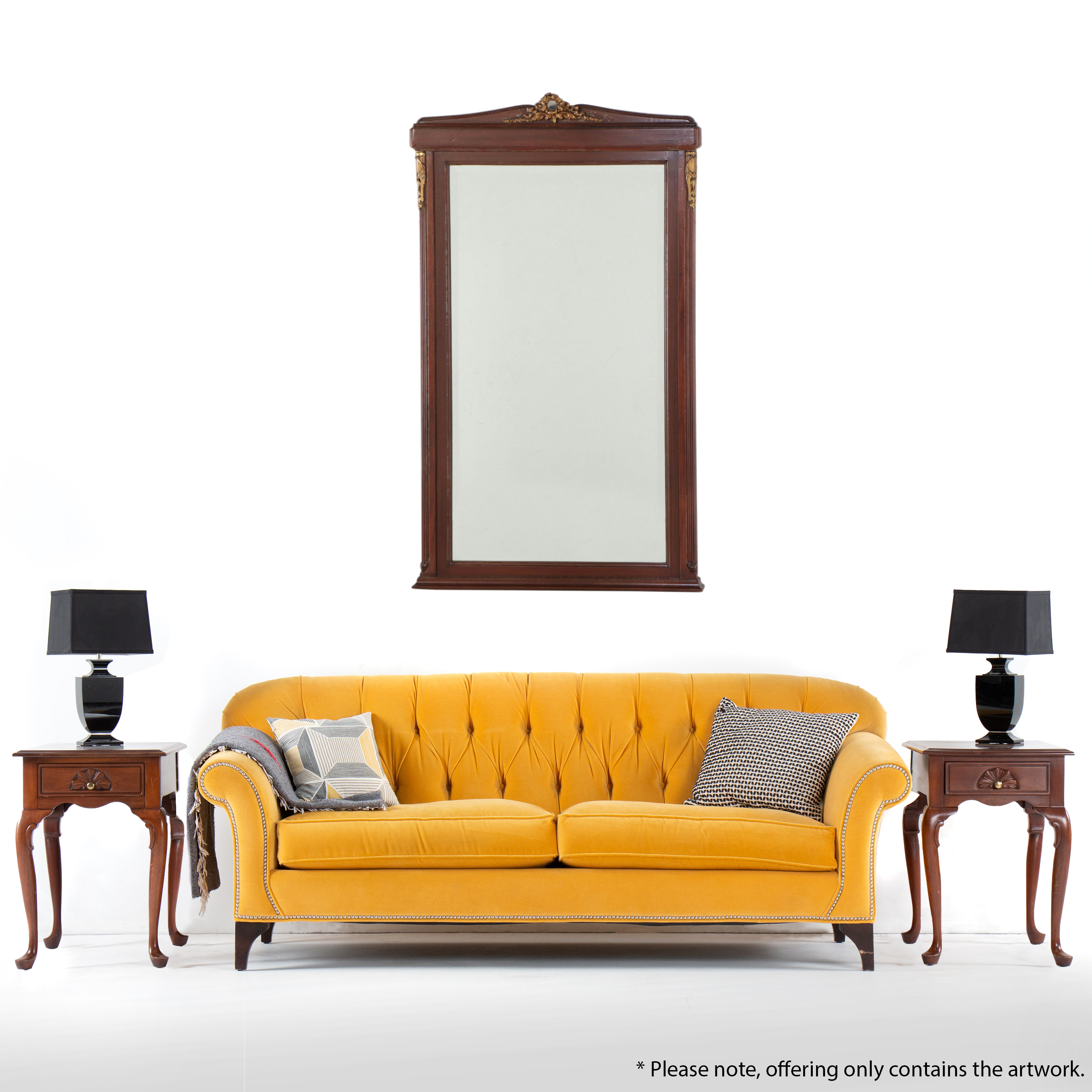 Hollywood Regency Style Parcel Gilt and Wood Wall Mirror, Early to Mid-20th C.