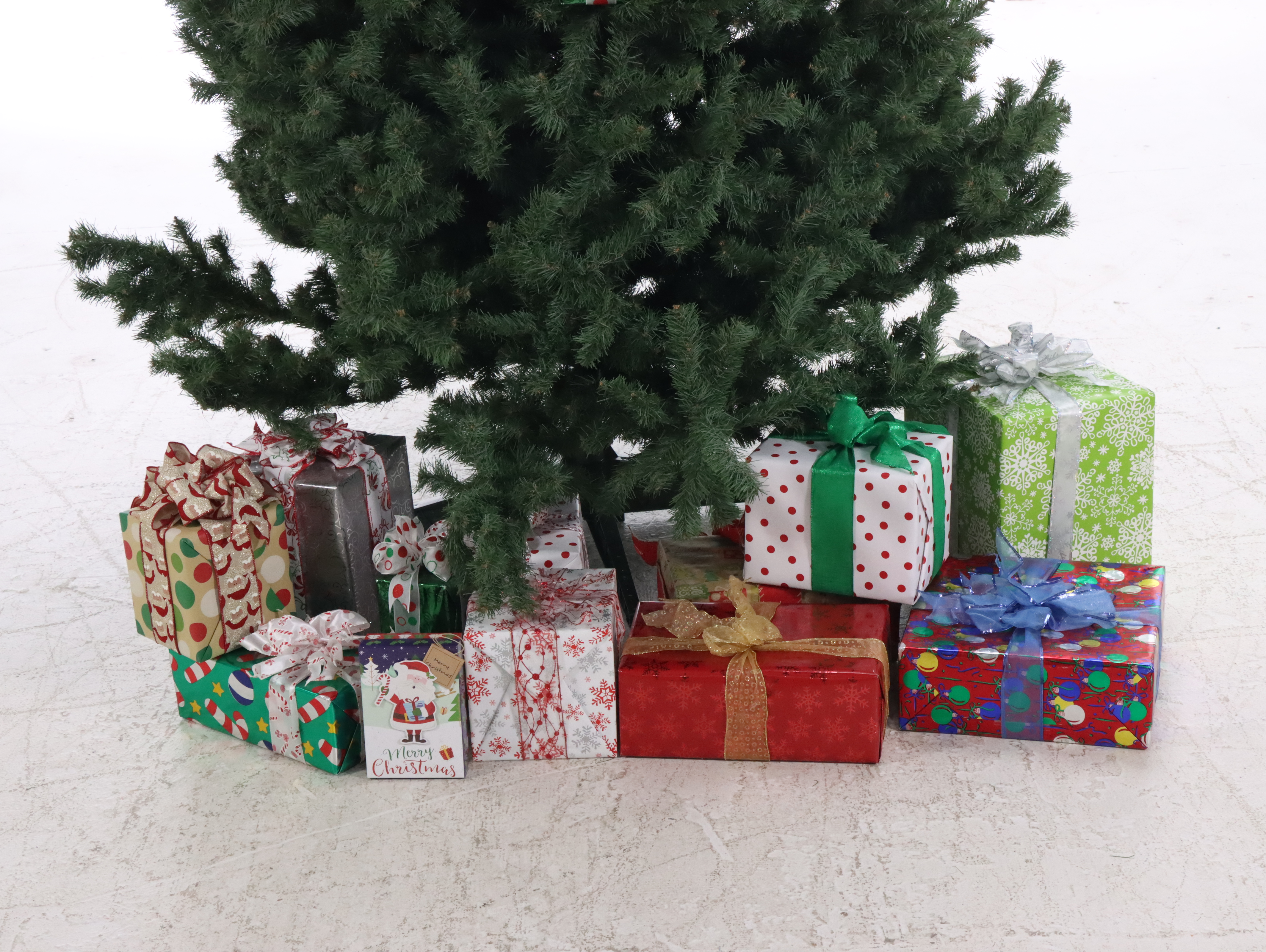 8' Artificial Christmas Tree with Decorative Present Collection