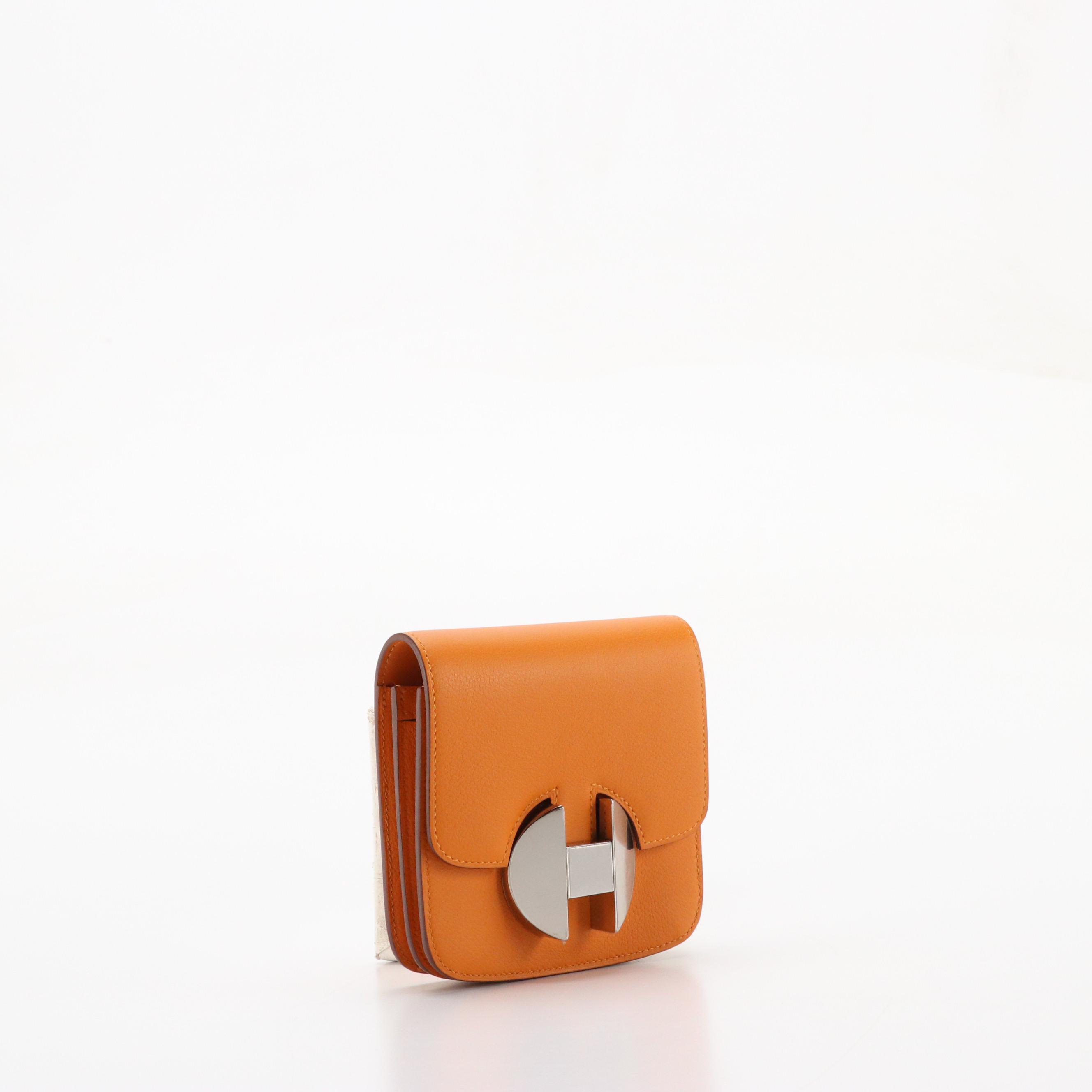 Hermès Orange Evercolor Leather Accordion Flap Wallet