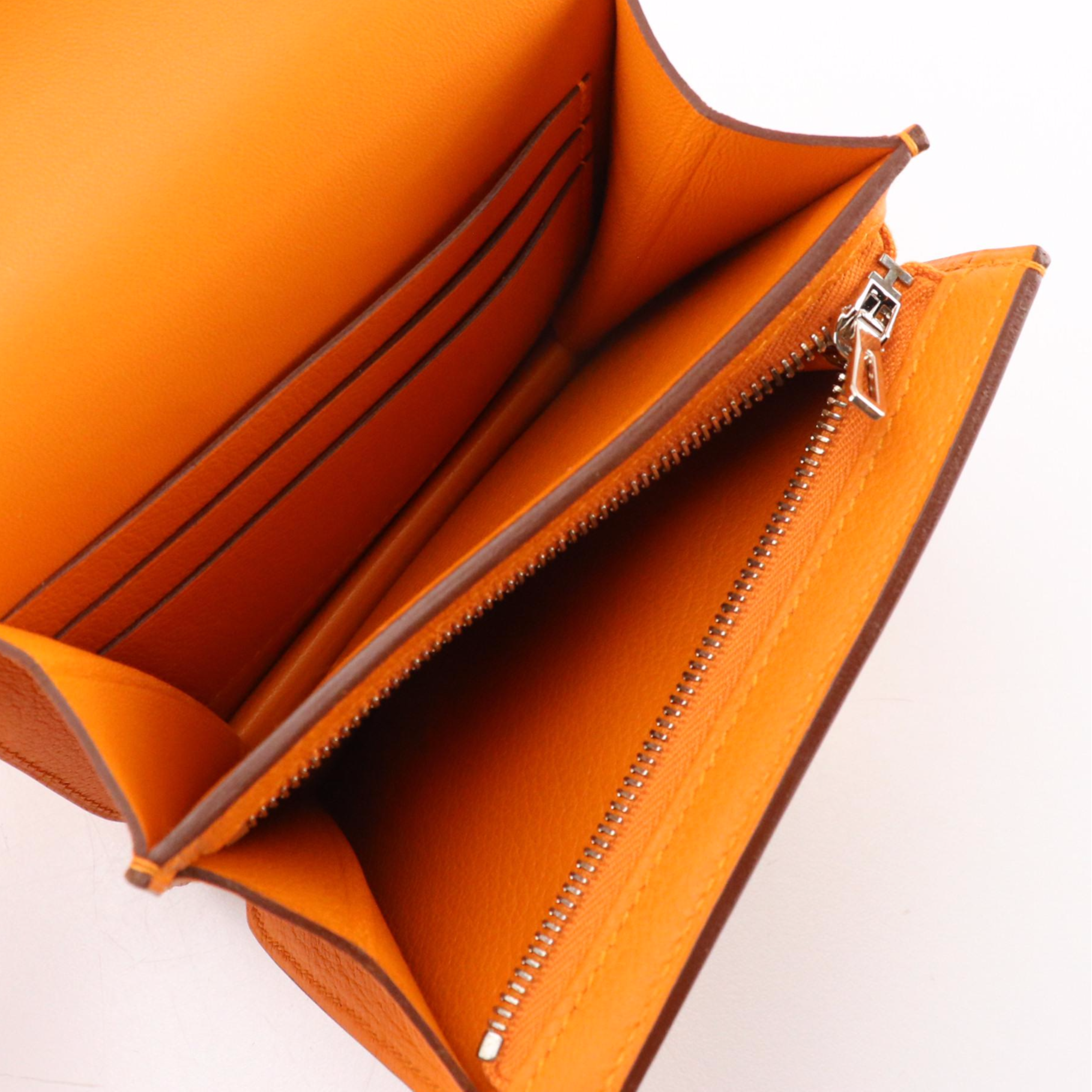 Hermès Orange Evercolor Leather Accordion Flap Wallet