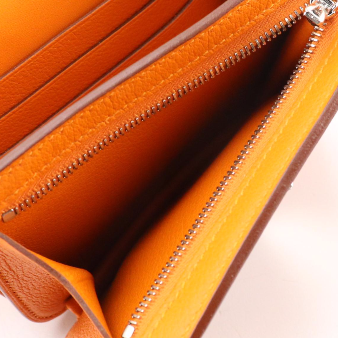 Hermès Orange Evercolor Leather Accordion Flap Wallet