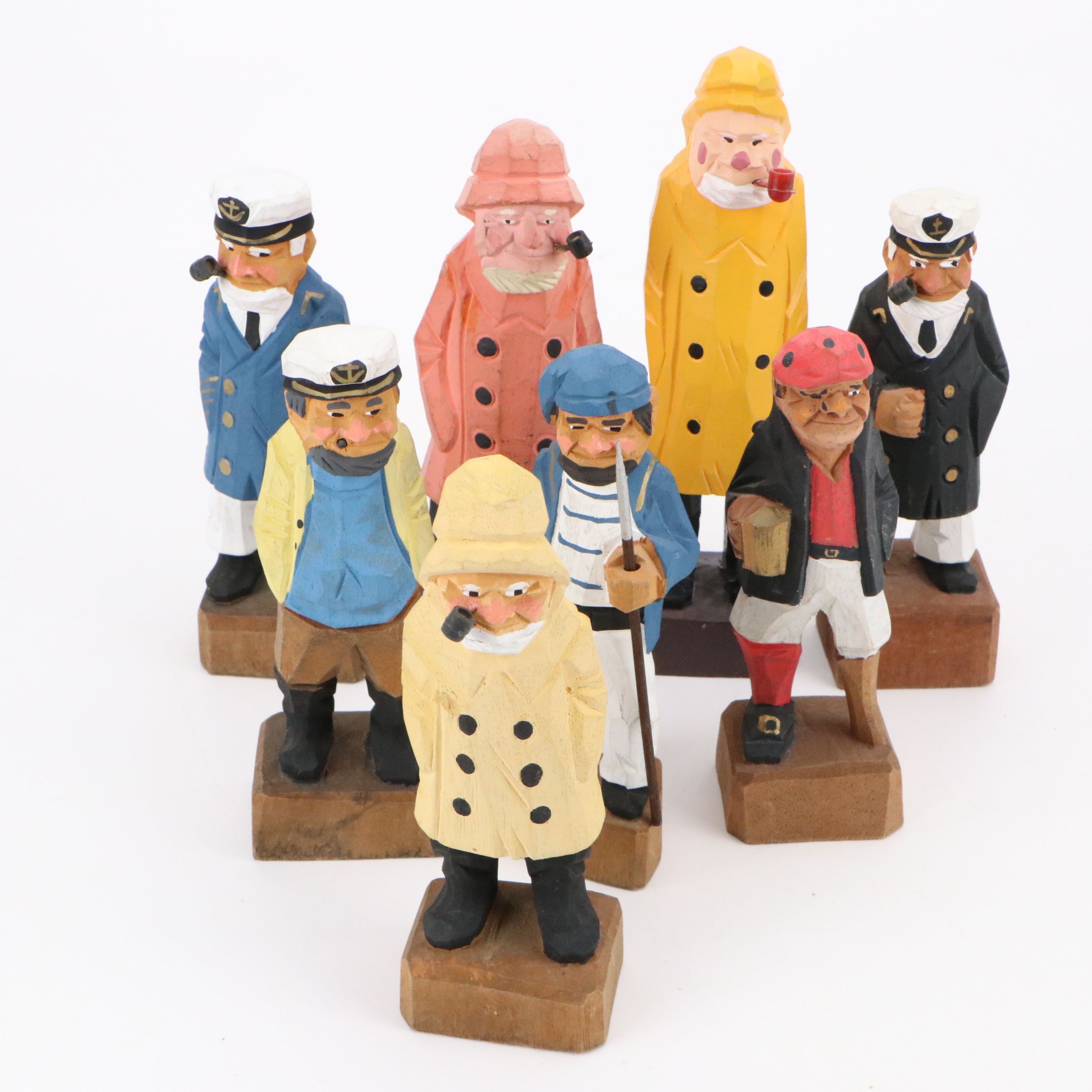 Enesco with Other Carved Wood Sailors and Nautical Characters